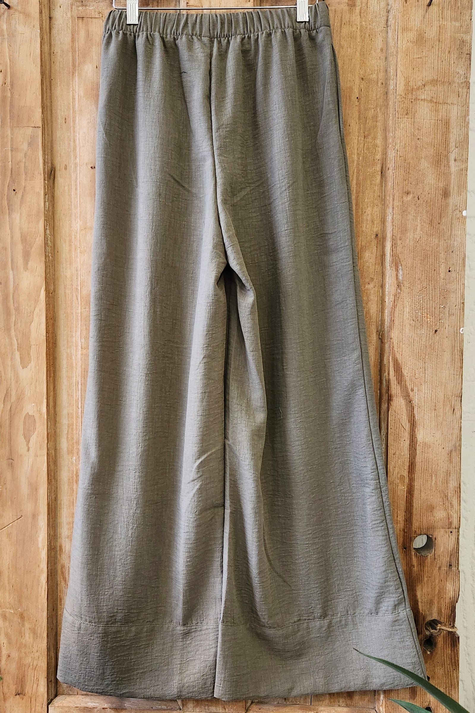 Olive Linen Style Palazzo Pants
