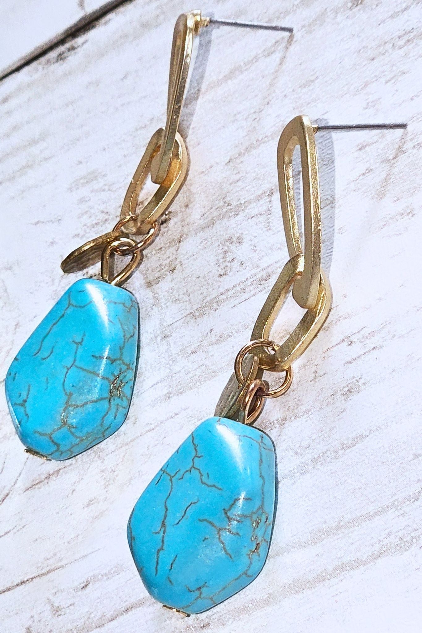 Turquoise Stone Drop Earrings
