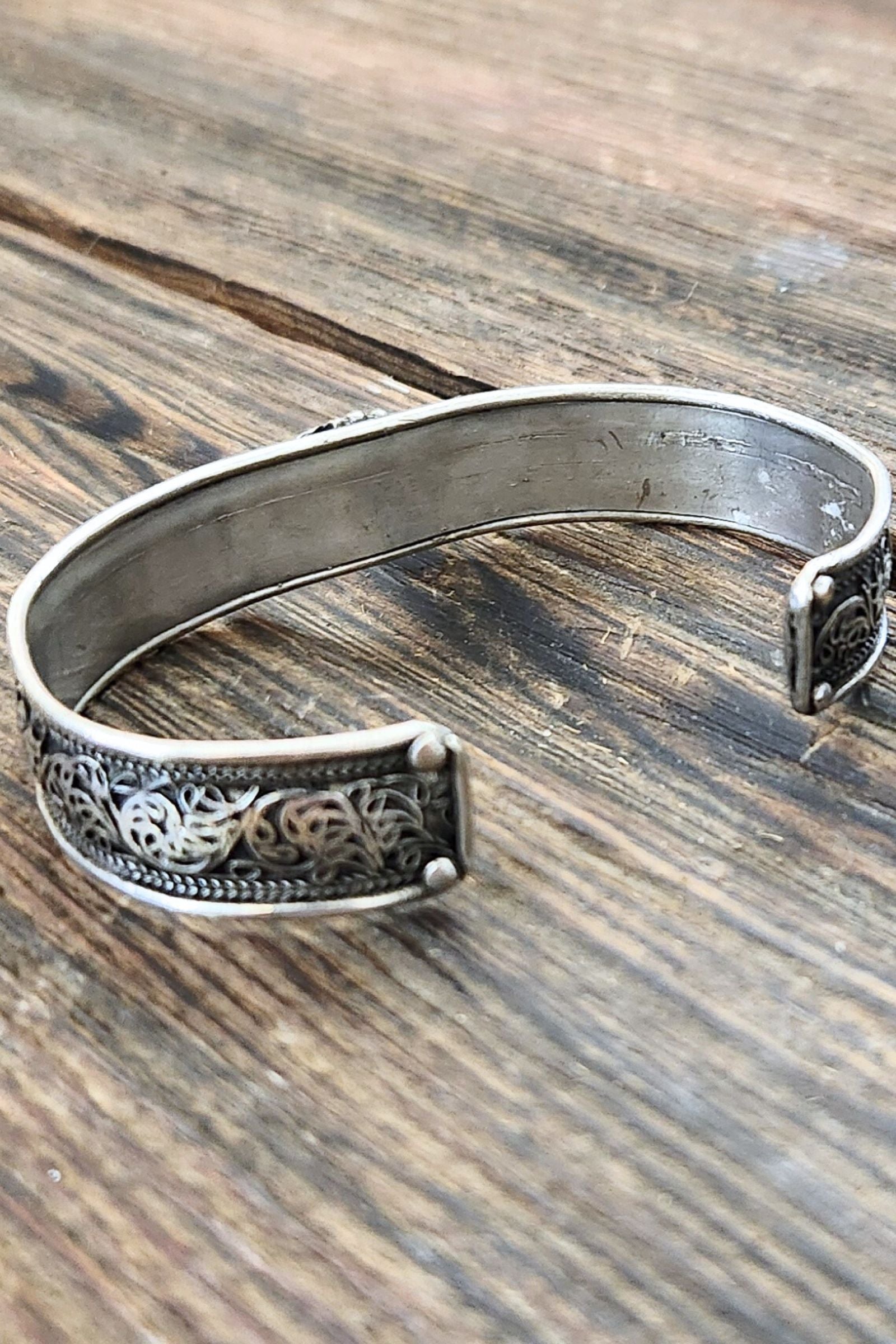 Silver & Turquoise Ornamental Cuff Bracelet