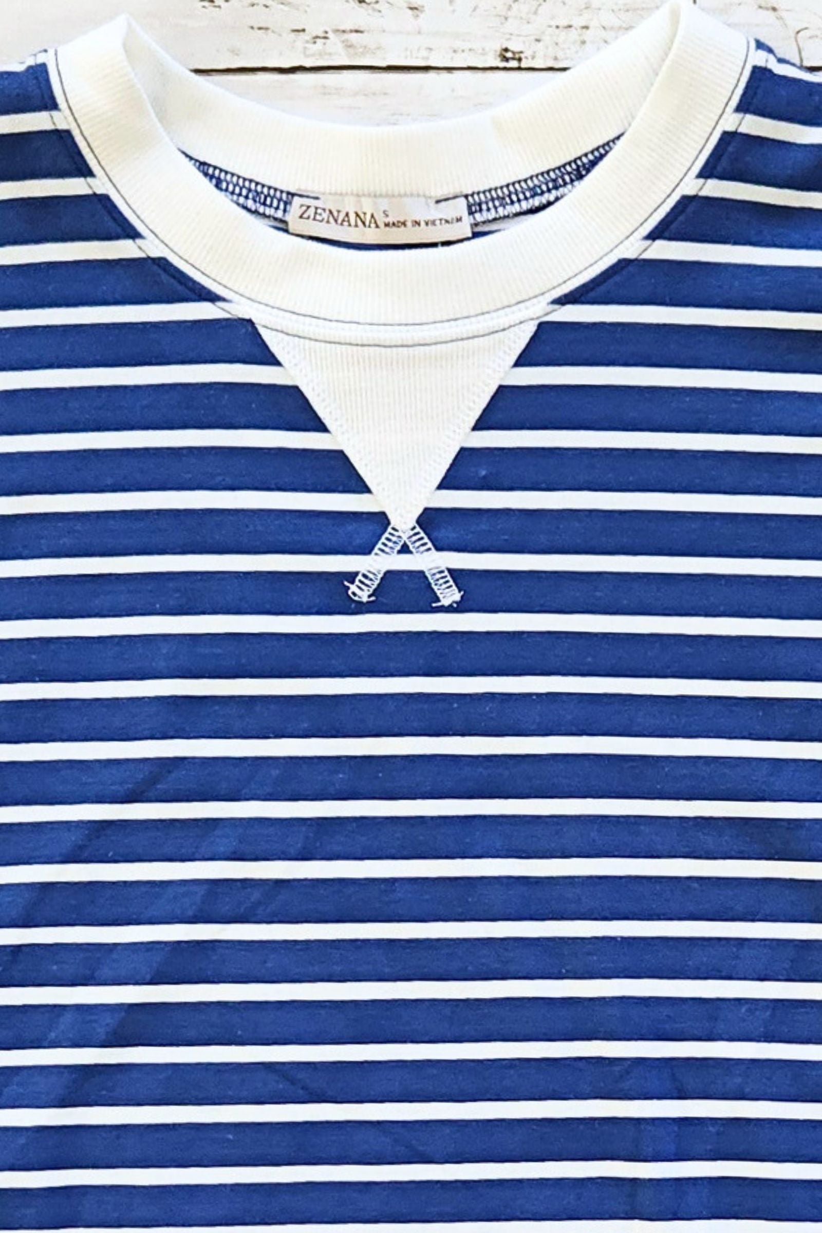 Blue & White Stripe Pullover Top