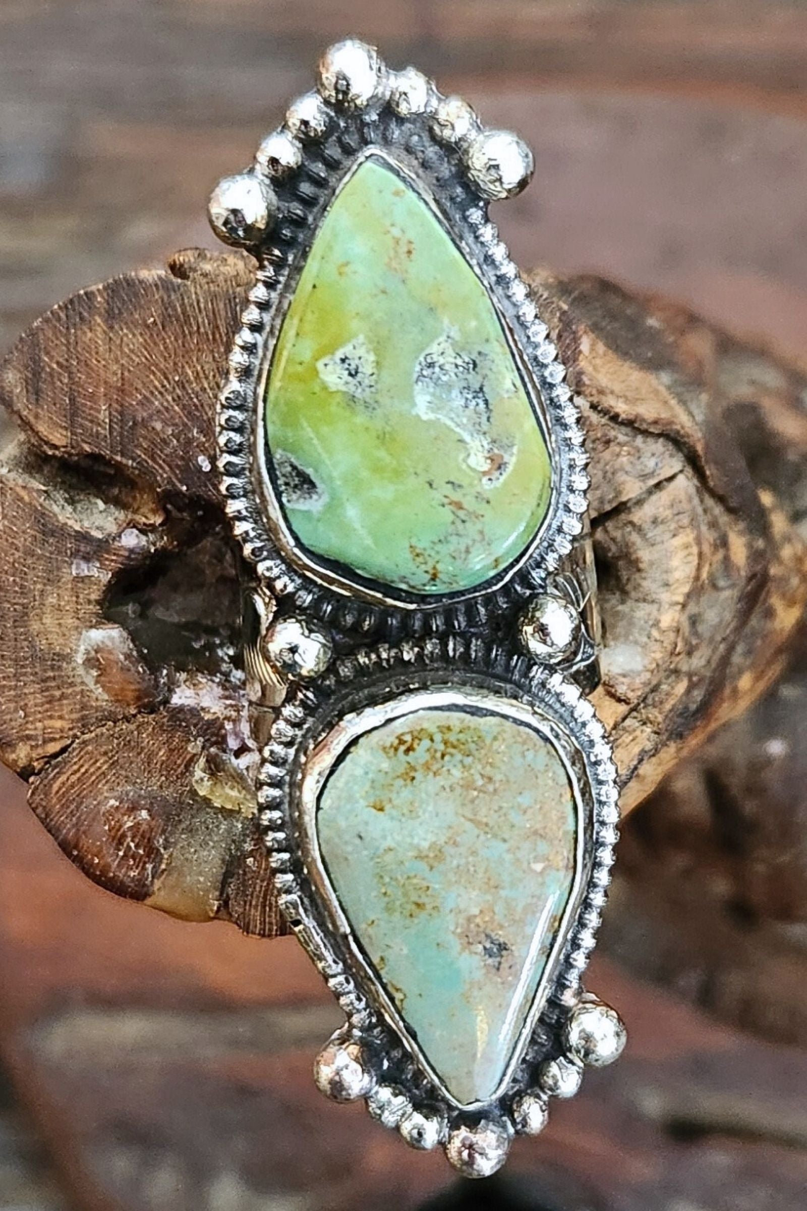 Adjustable Tibetan Silver Turquoise Crawler Ring | One-of-a-Kind (022)