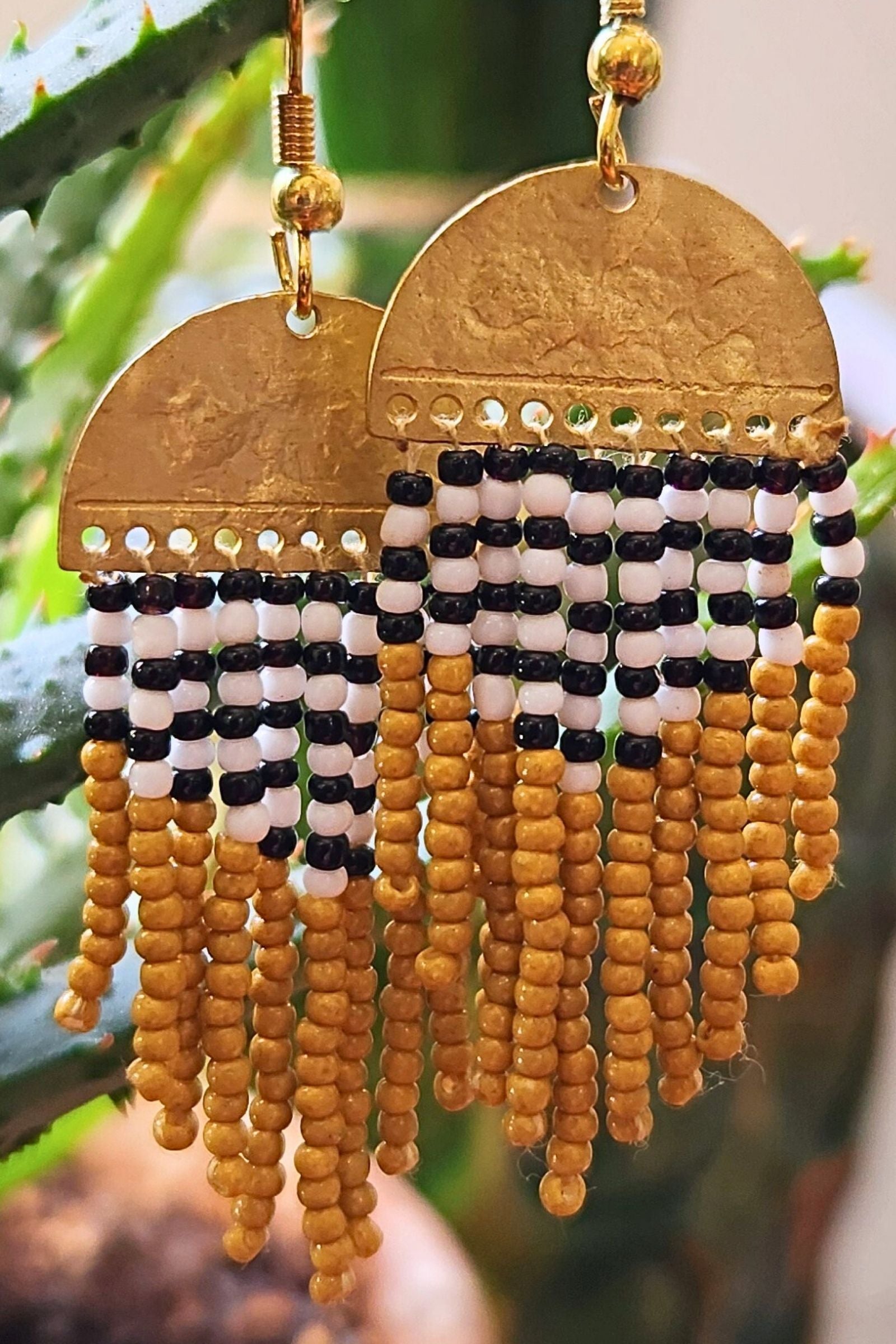 Gold & Mustard Fringe Earrings