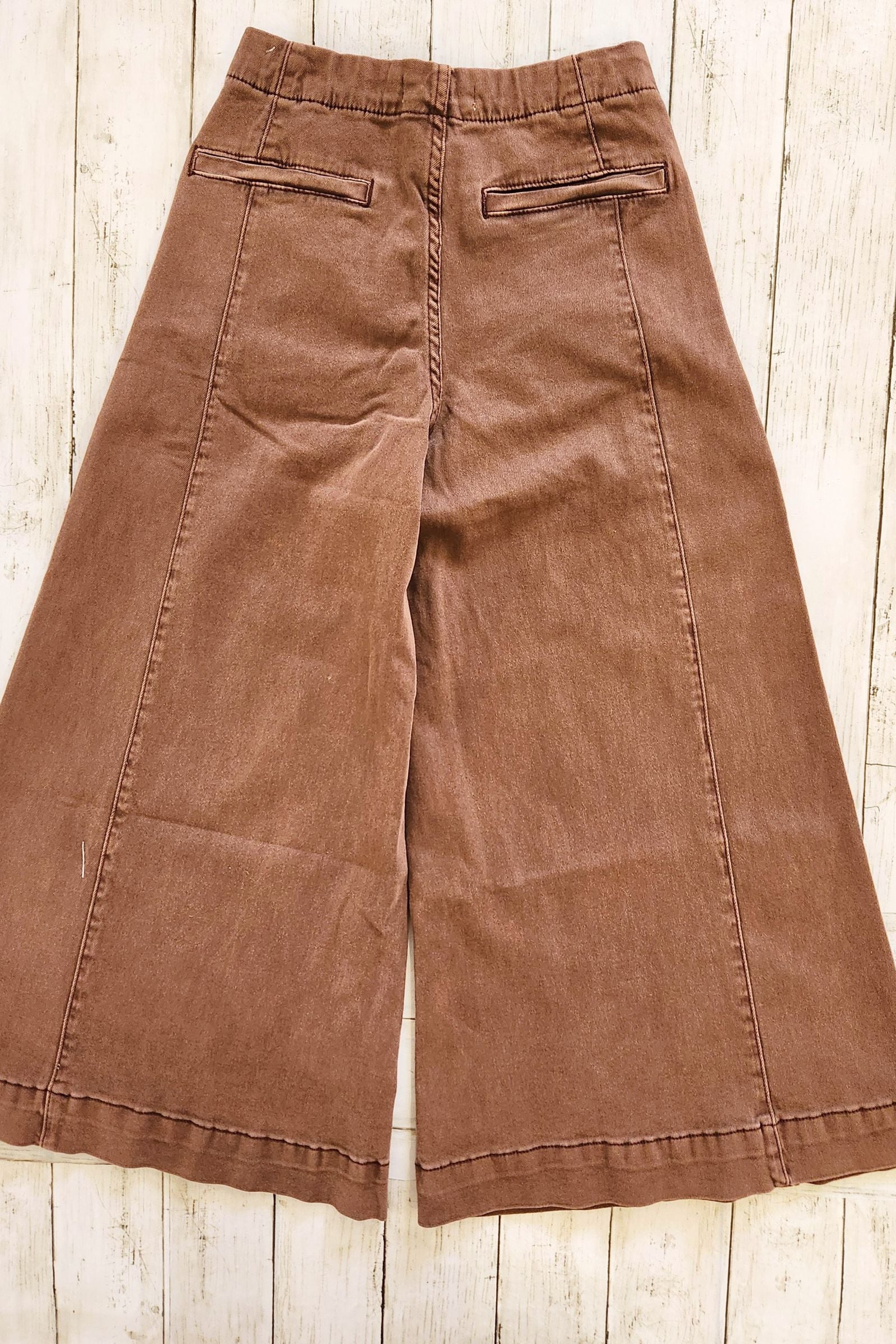 Mahogany High Rise Cropped Gaucho Denim Pants