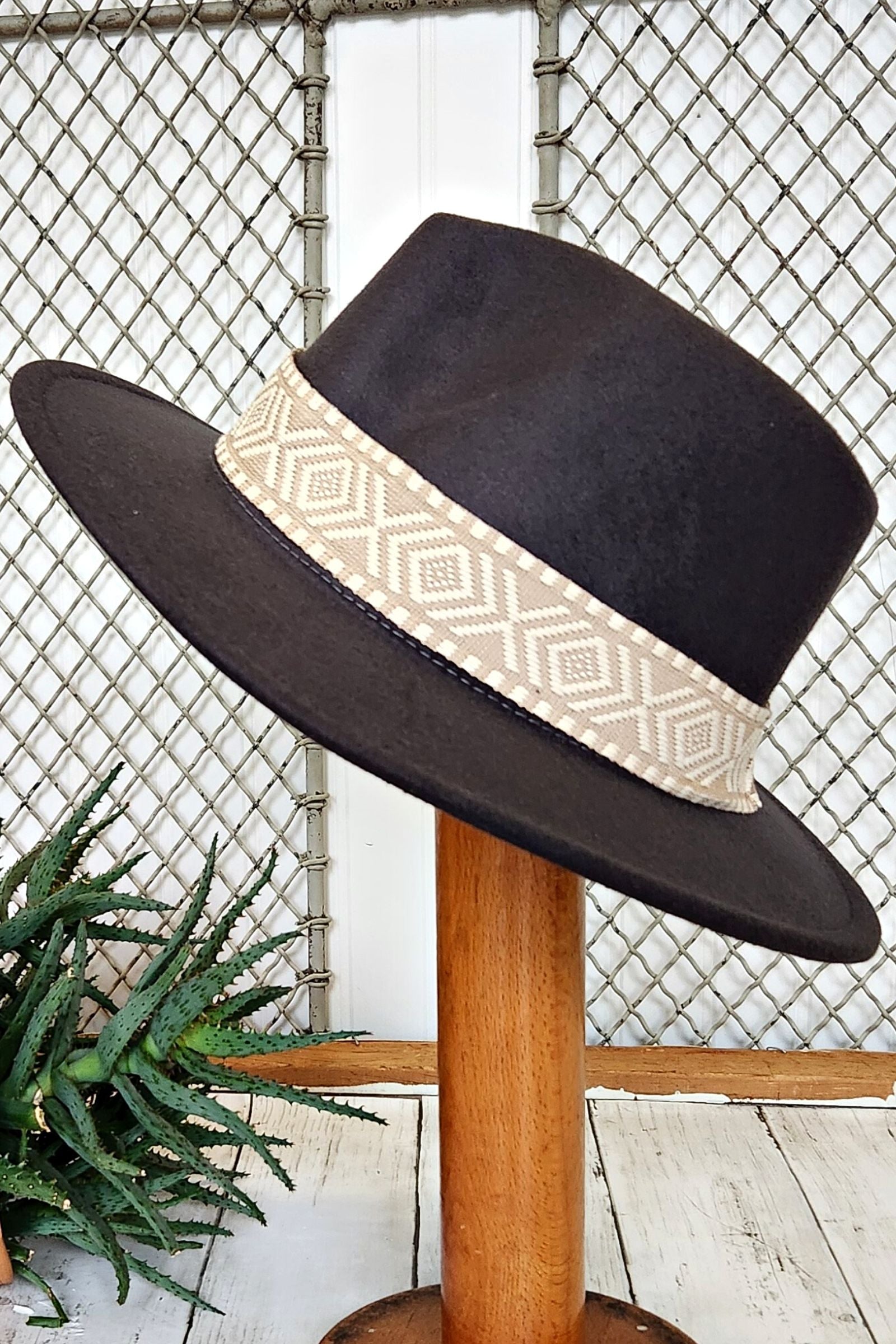 Dark Gray Aztec Band Fedora Hat