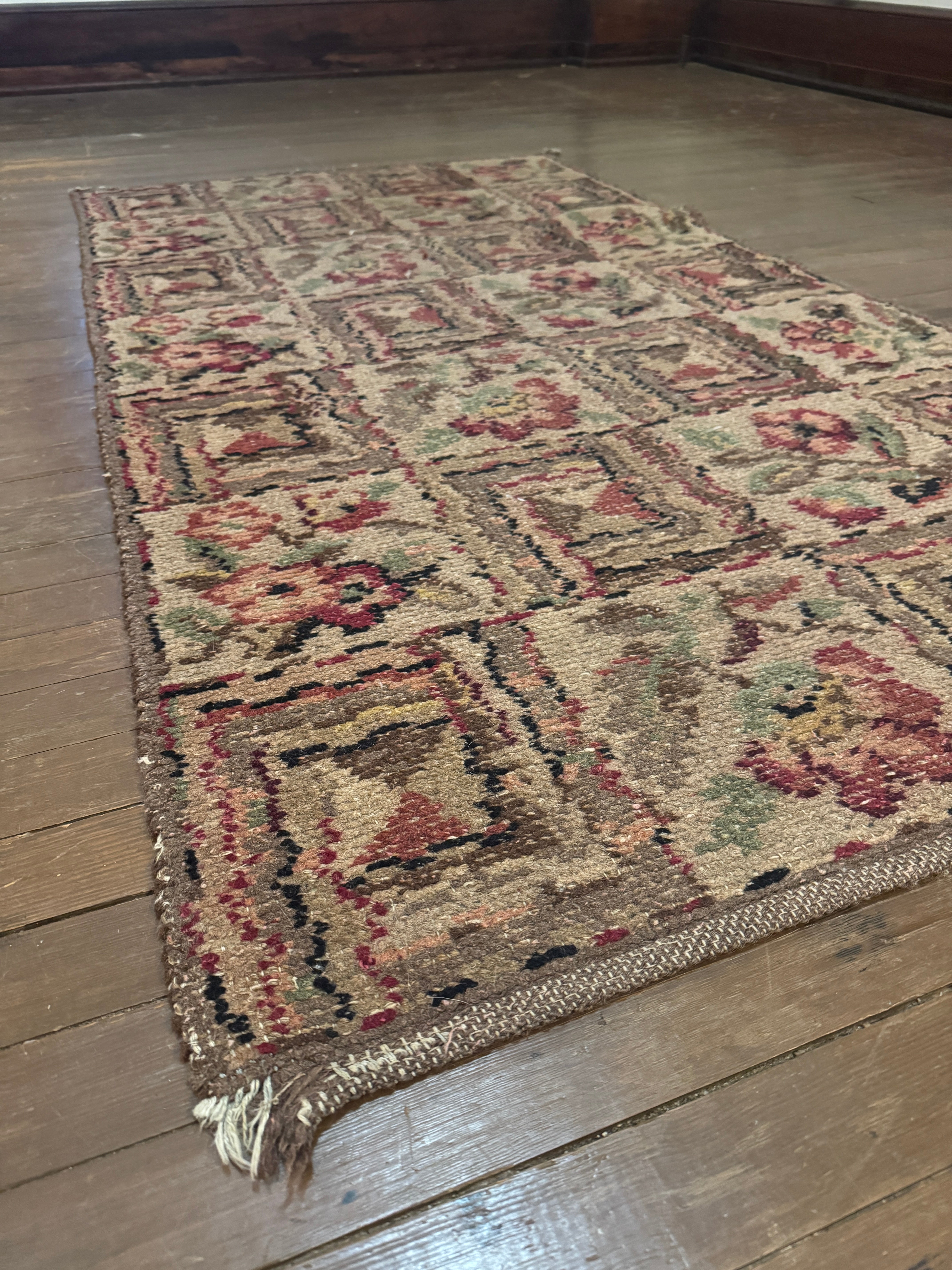 Antique Turkish Rug with Cottage Flowers - 5'5” x 2'11” (rug #007)