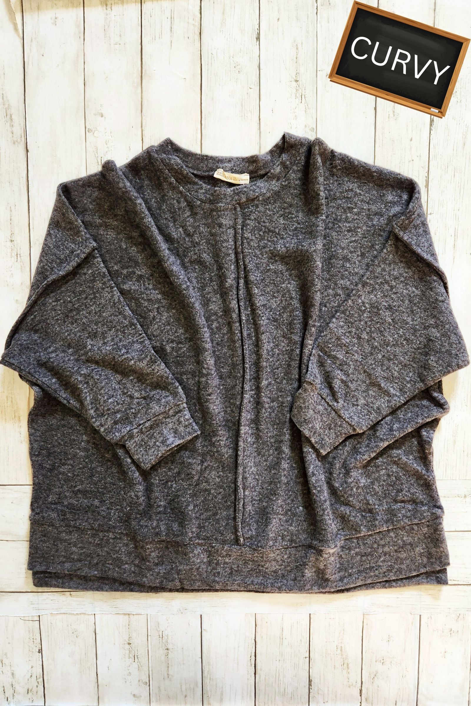 CURVY Brushed Melange Hacci Oversized Sweater