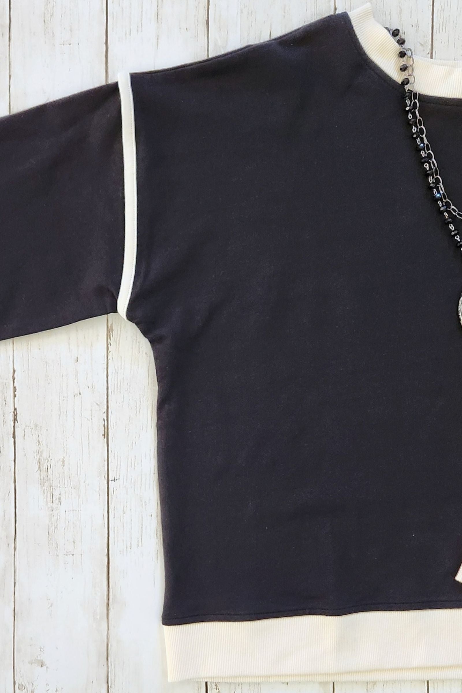 Black Drop Shoulder Pullover Top