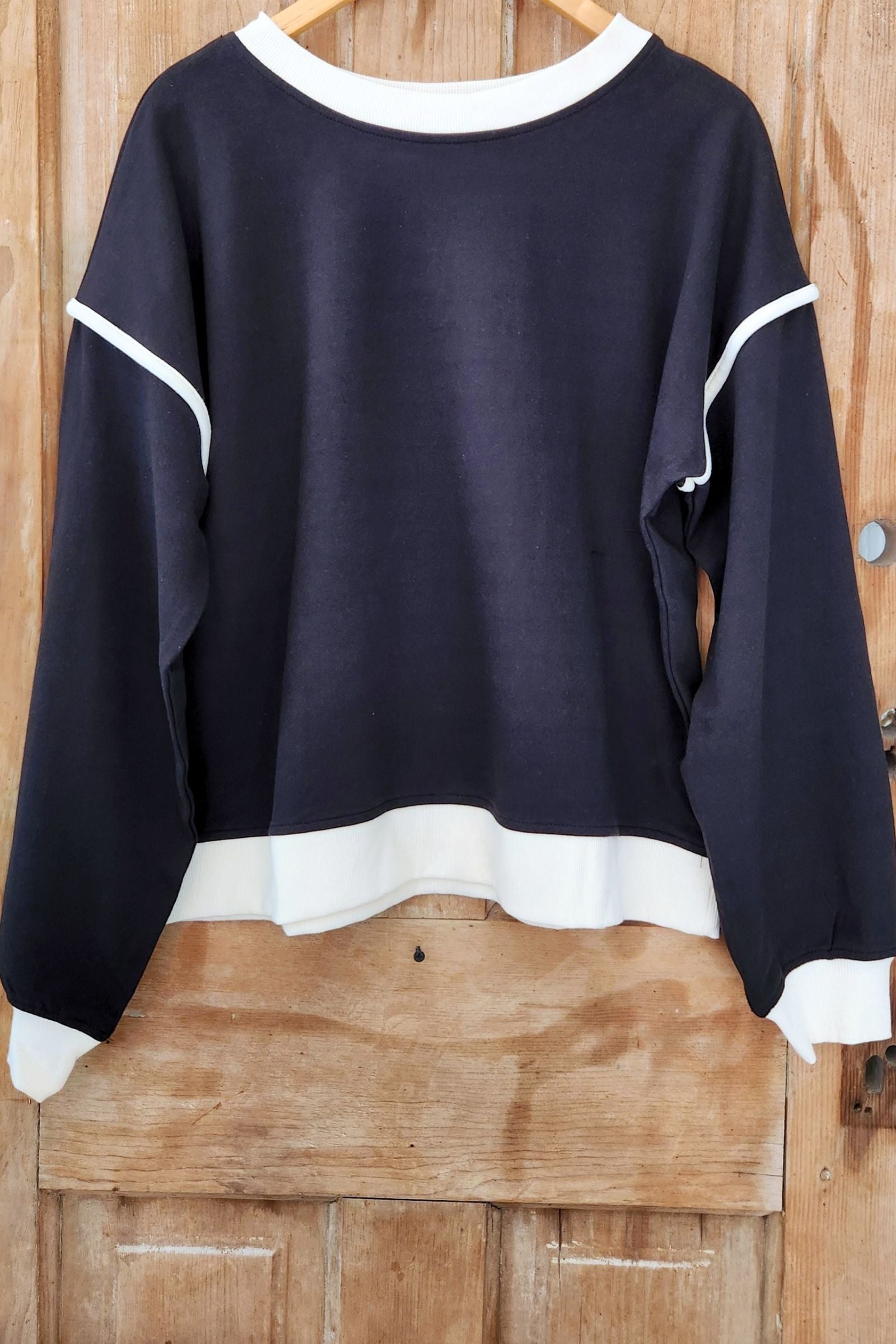 Black Drop Shoulder Pullover Top