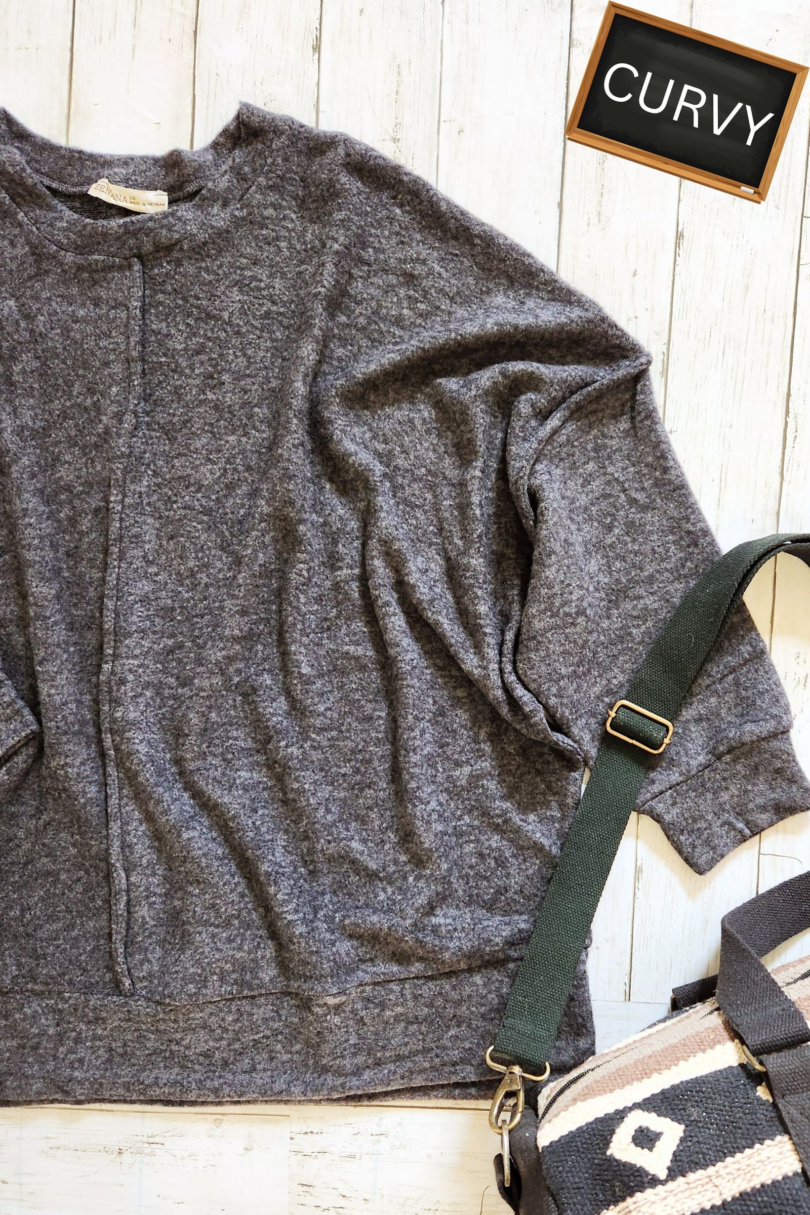 CURVY Brushed Melange Hacci Oversized Sweater