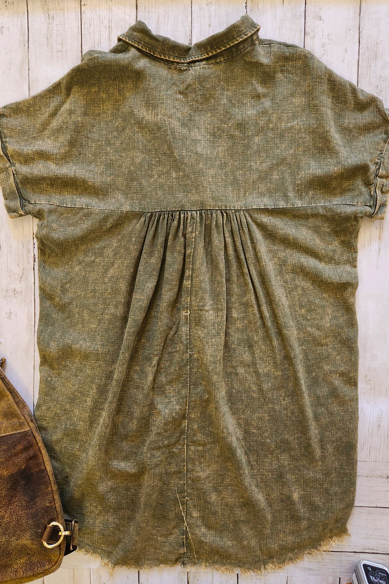 Light Olive Washed Linen Dress