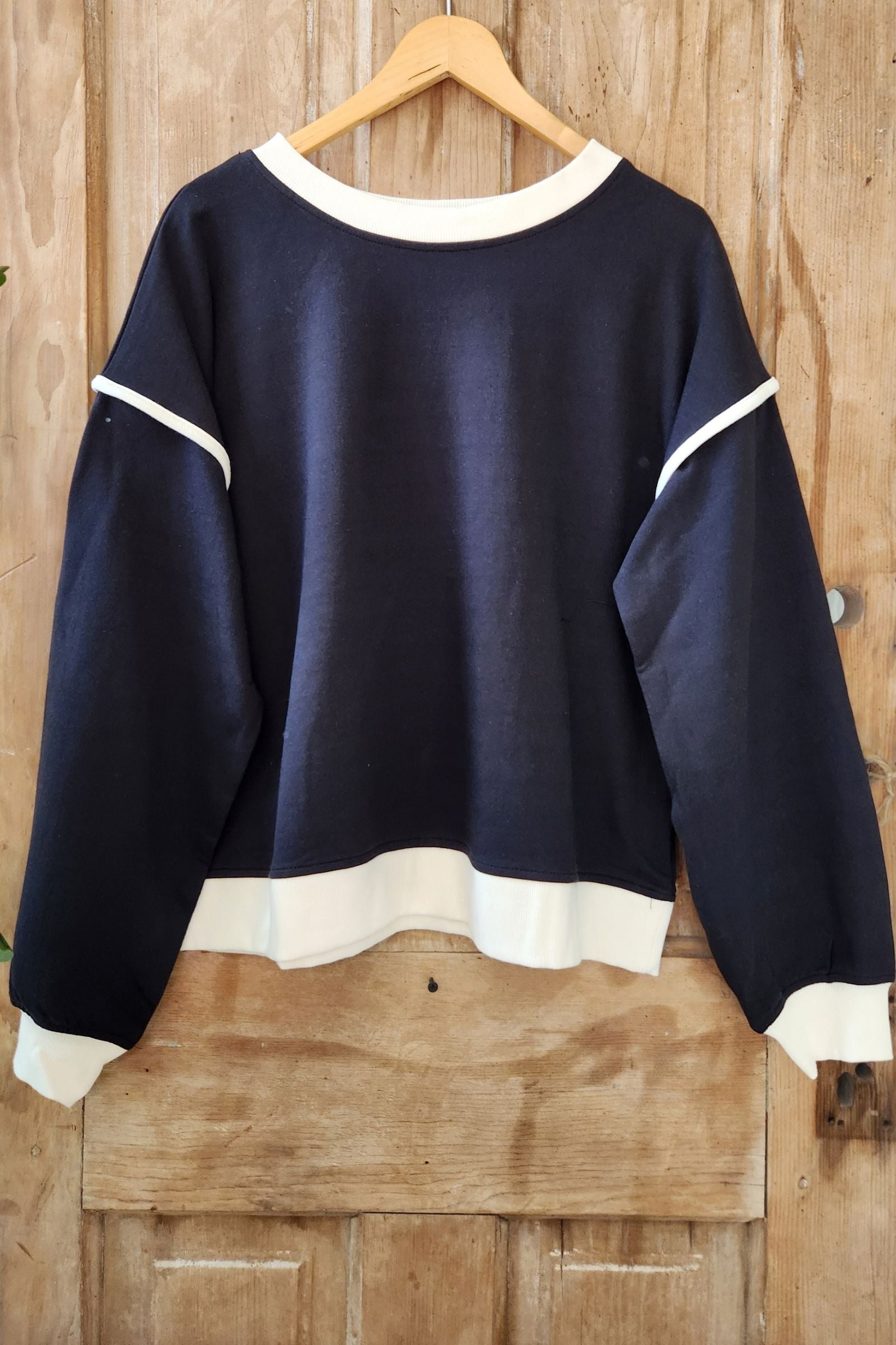 Black Drop Shoulder Pullover Top