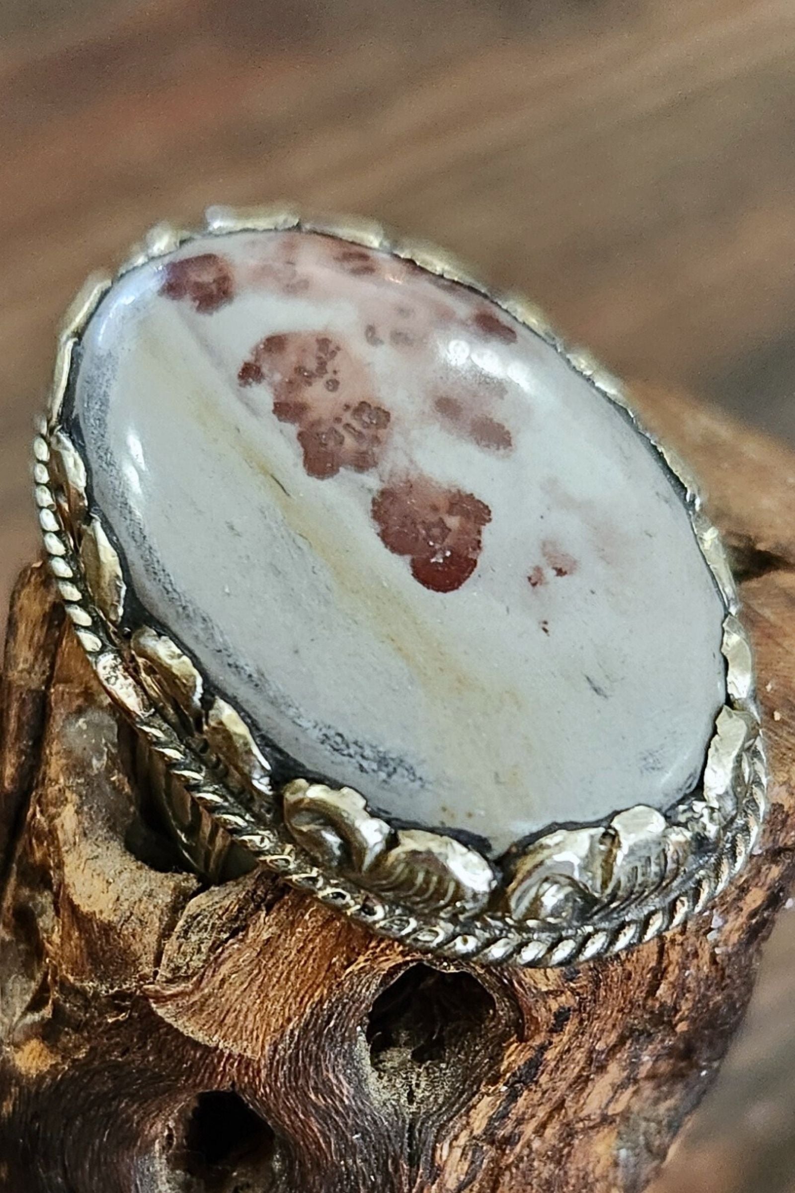 Adjustable Tibetan Silver Coco Jasper Statement Ring | One-of-a-Kind (015)