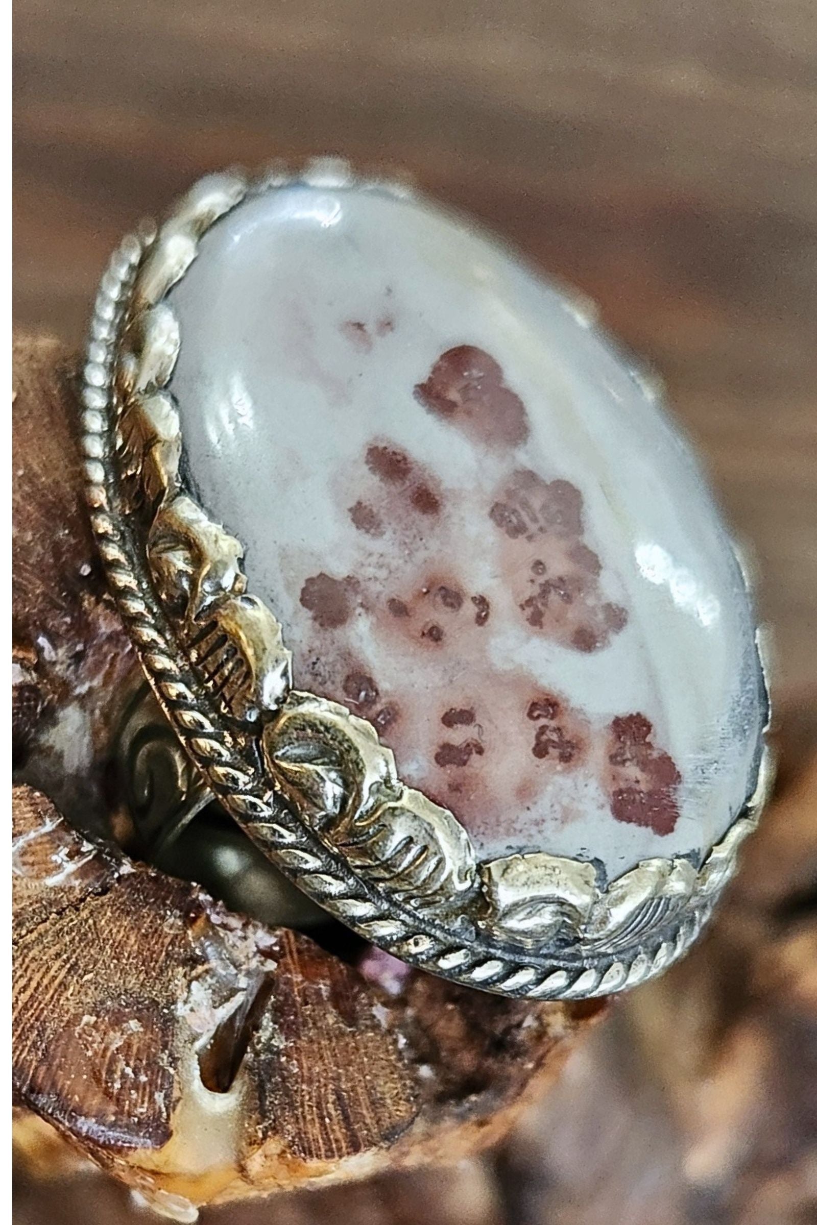 Adjustable Tibetan Silver Coco Jasper Statement Ring | One-of-a-Kind (015)