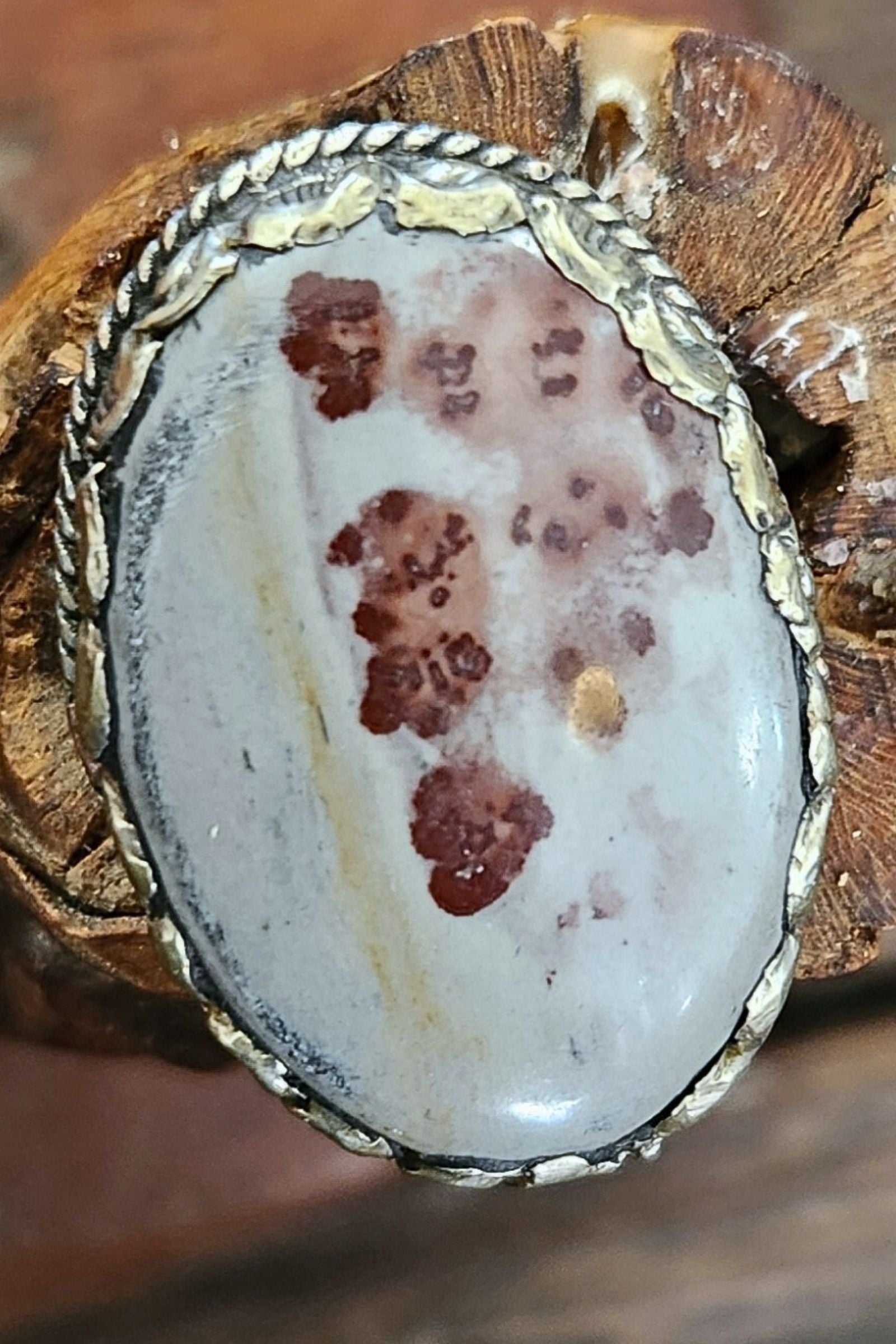 Adjustable Tibetan Silver Coco Jasper Statement Ring | One-of-a-Kind (015)