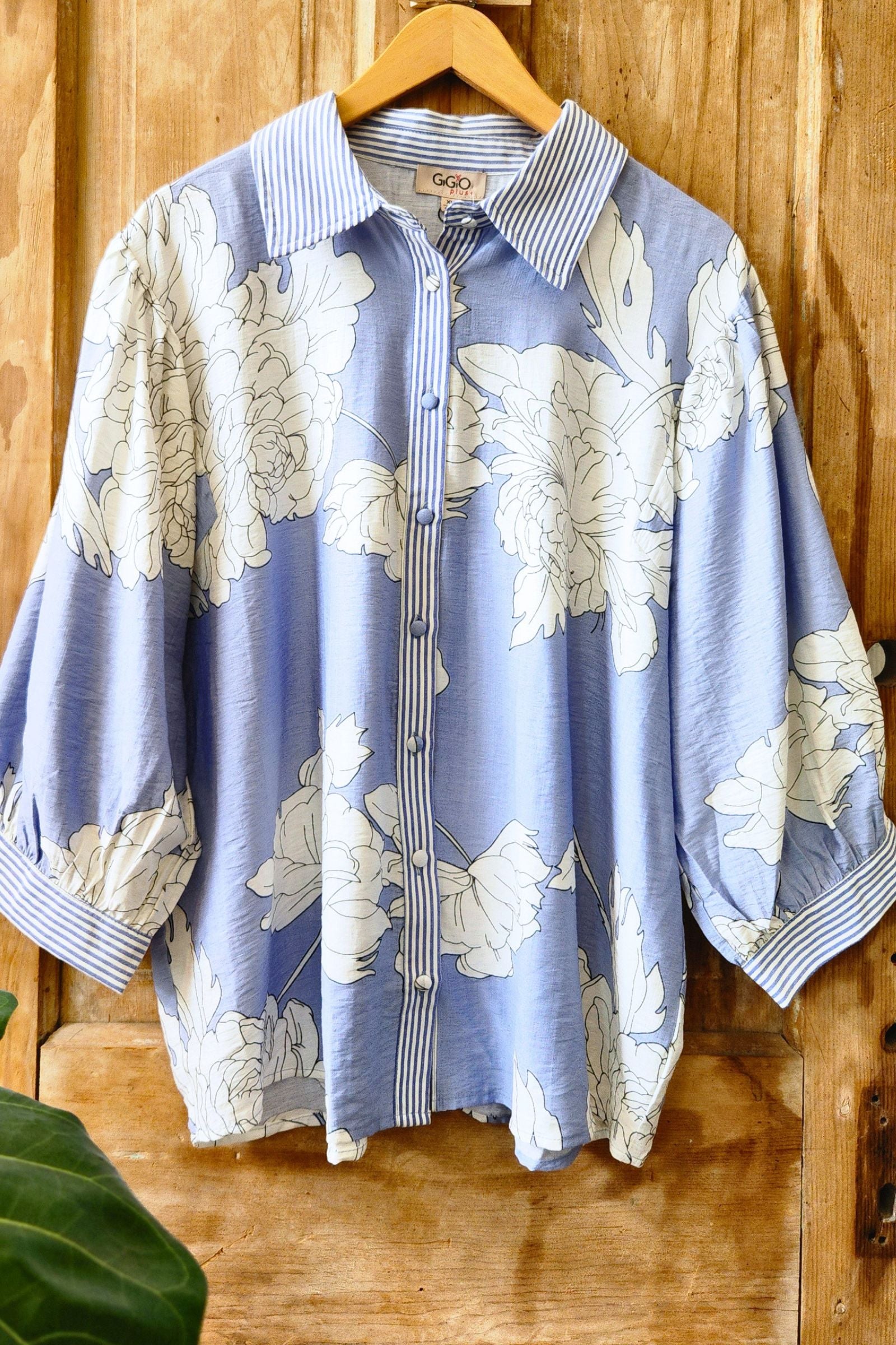 Misty Blue Floral Print Top