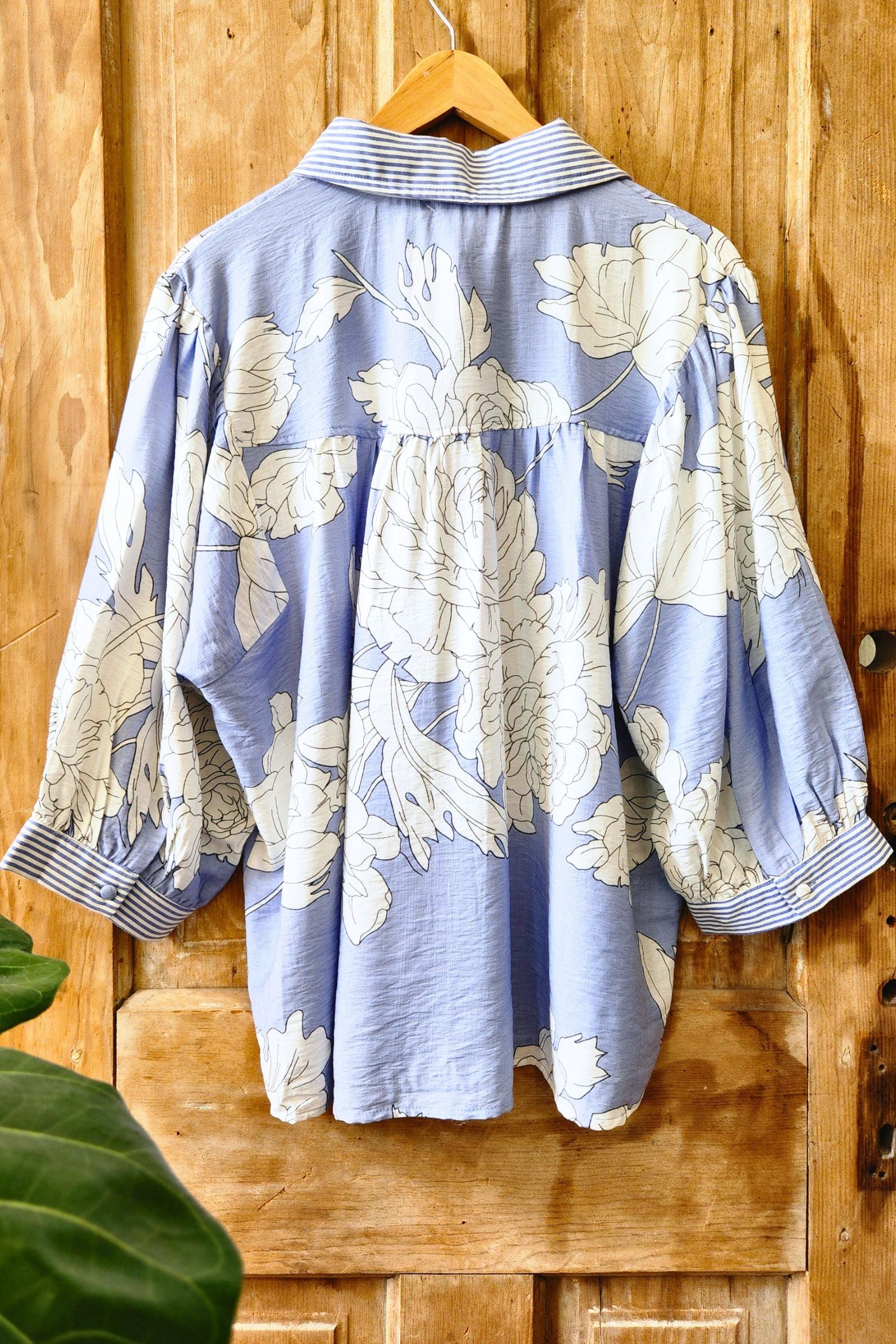 Misty Blue Floral Print Top