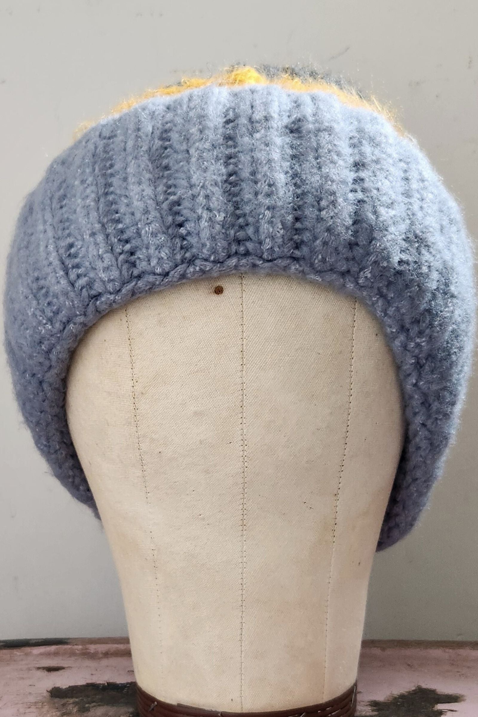Blue Mustard Color Block Beanie