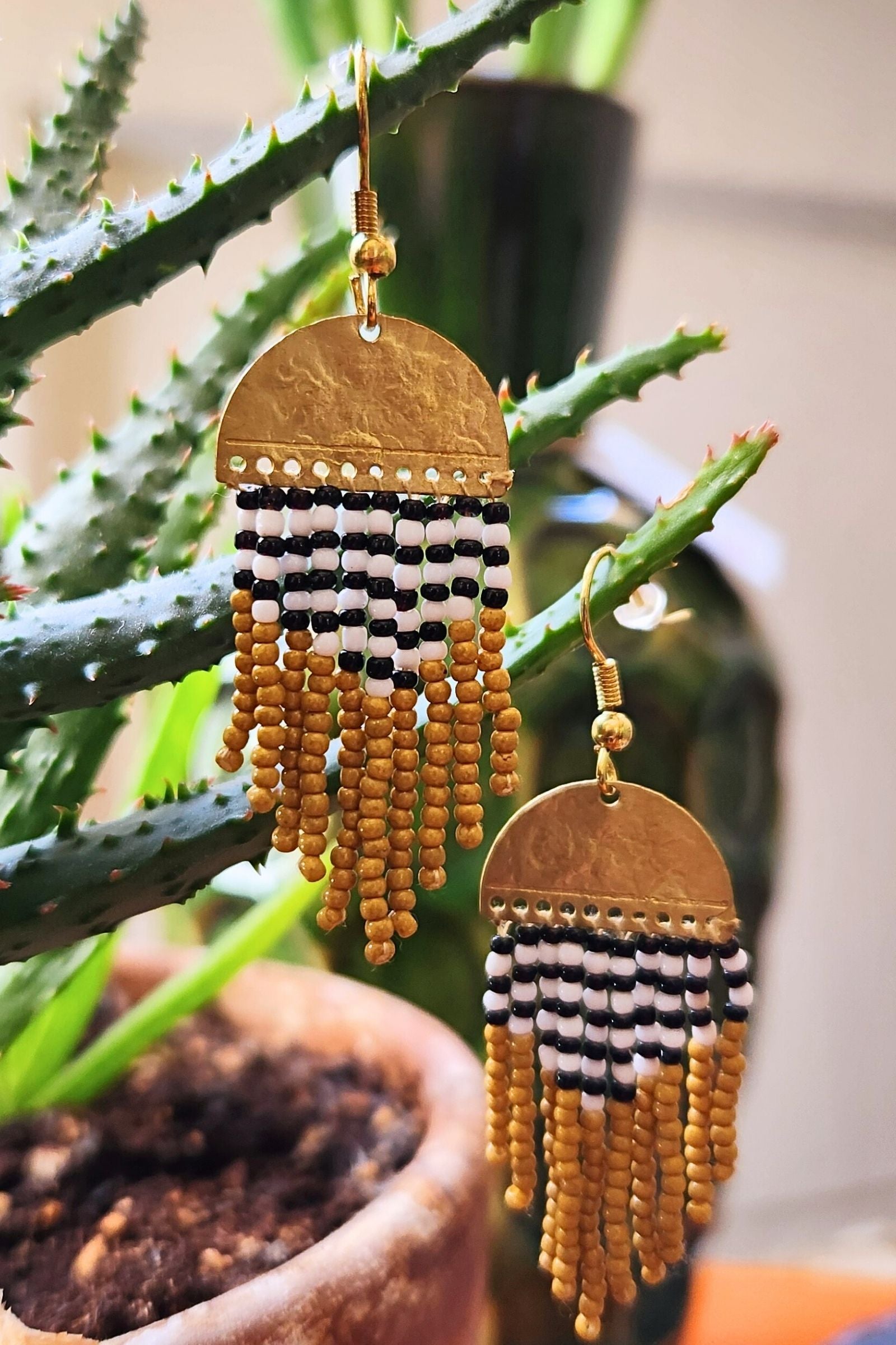 Gold & Mustard Fringe Earrings