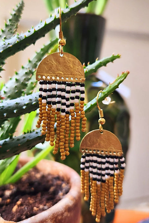 Gold & Mustard Fringe Earrings