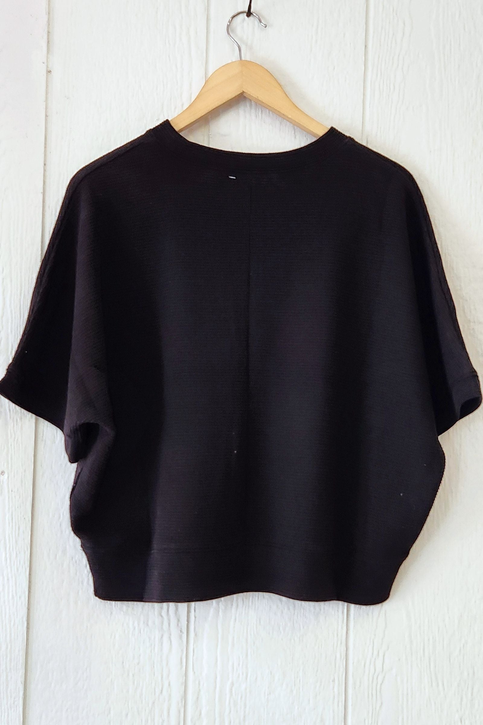 Black Double Knit Short Sleeve Top