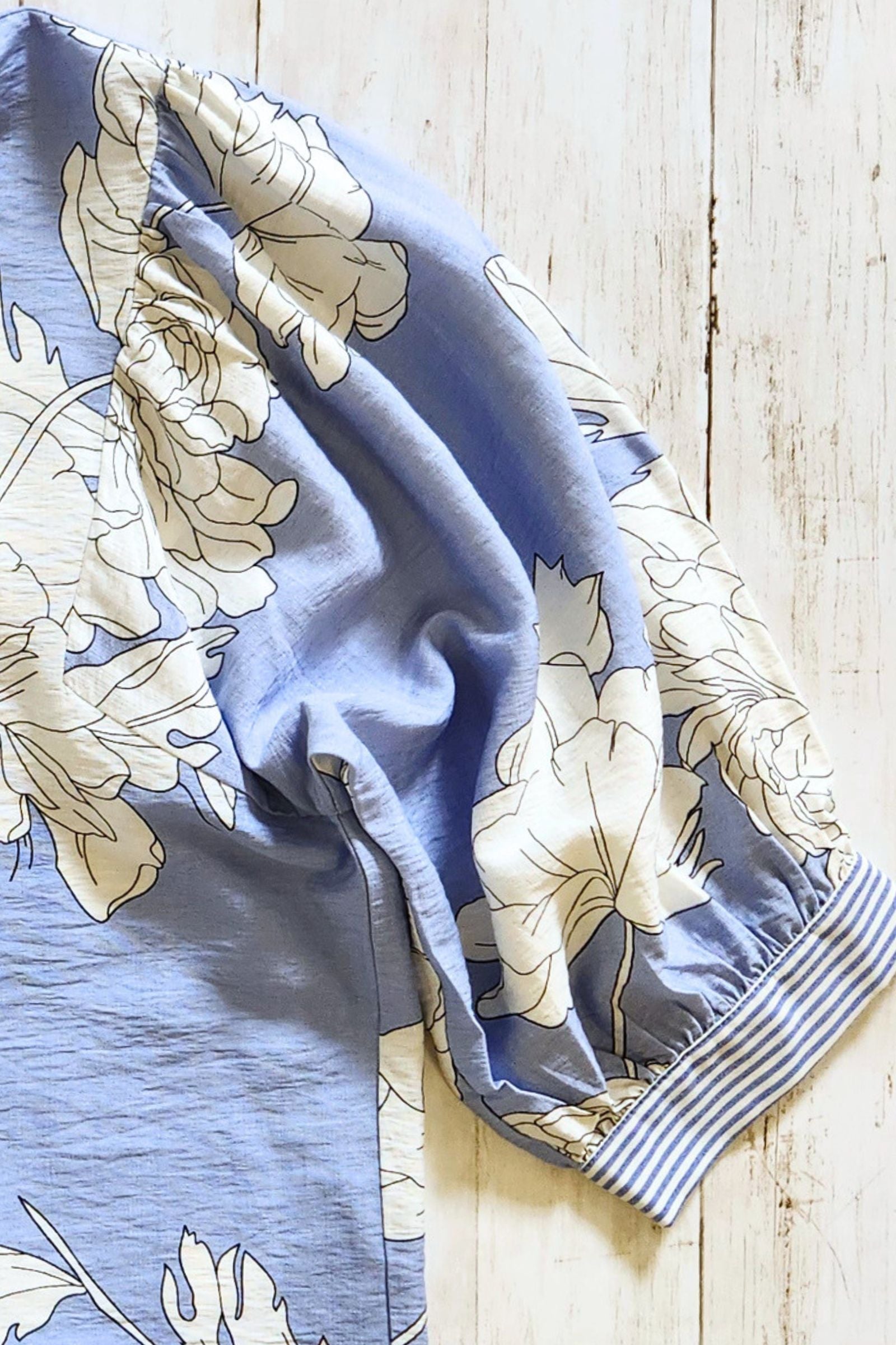 Misty Blue Floral Print Top