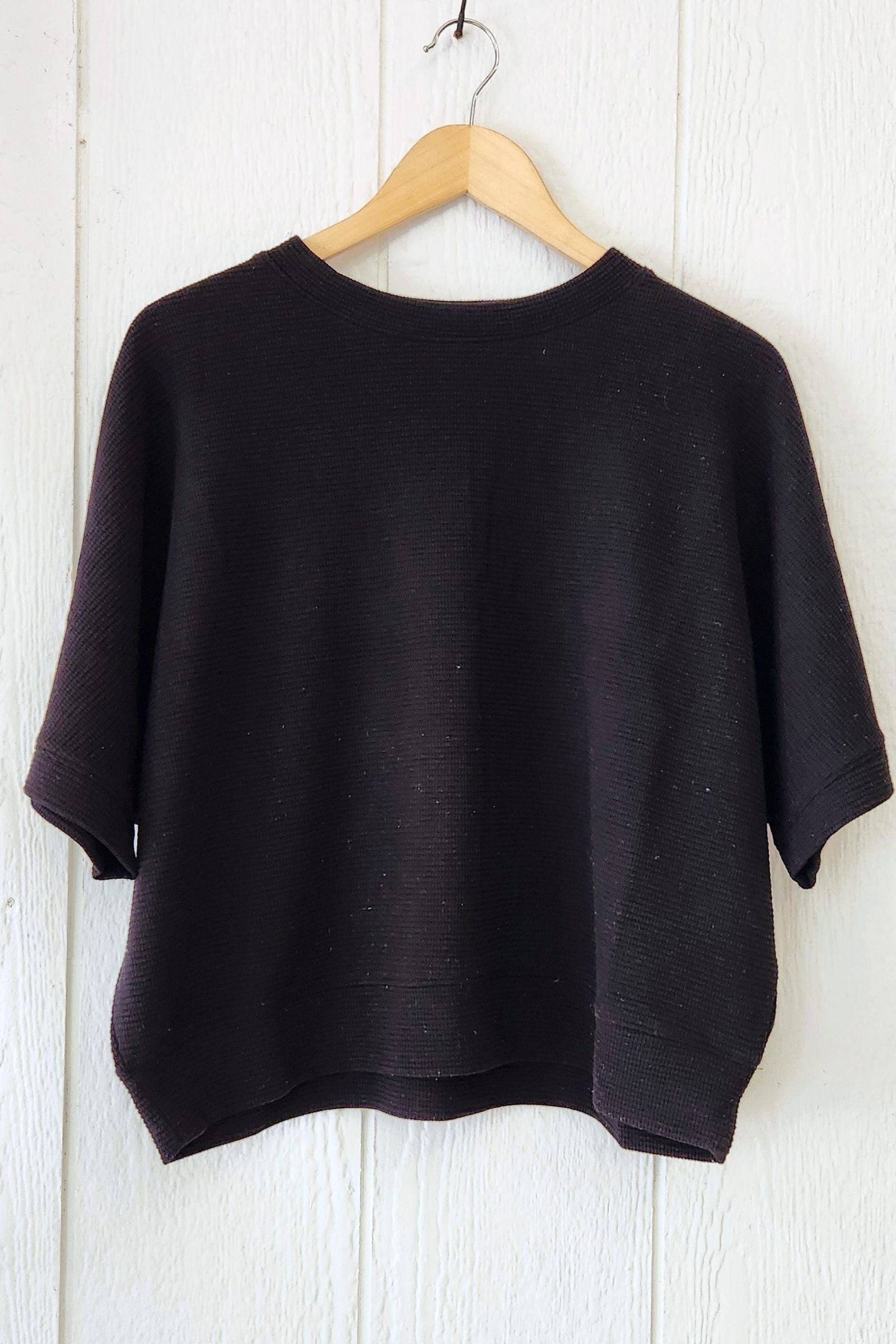 Black Double Knit Short Sleeve Top