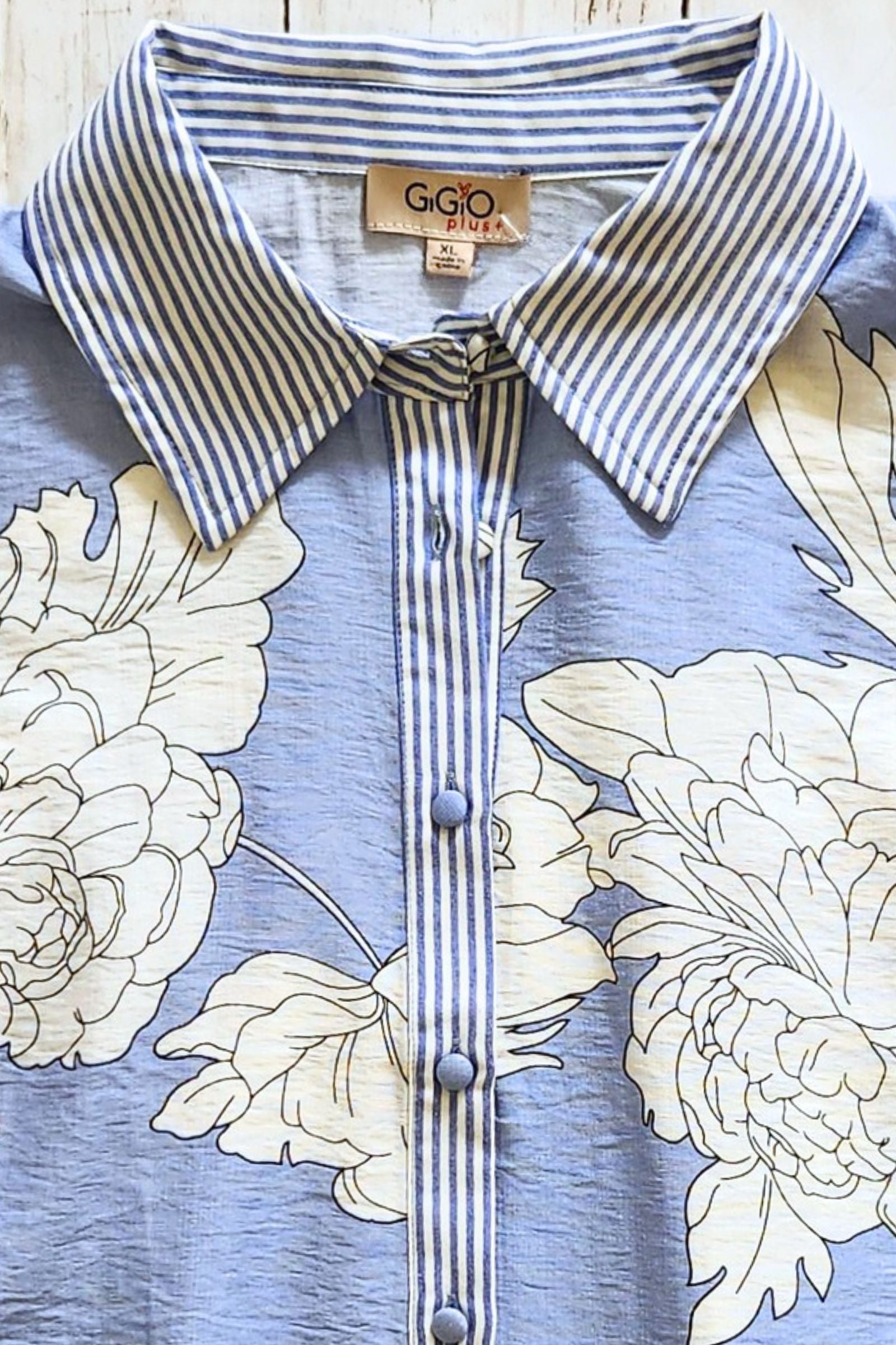 Misty Blue Floral Print Top
