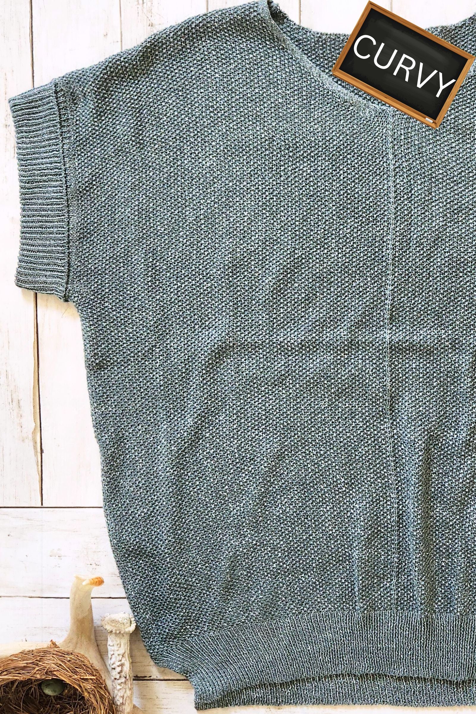 CURVY Ash Jade Center Seam Sweater