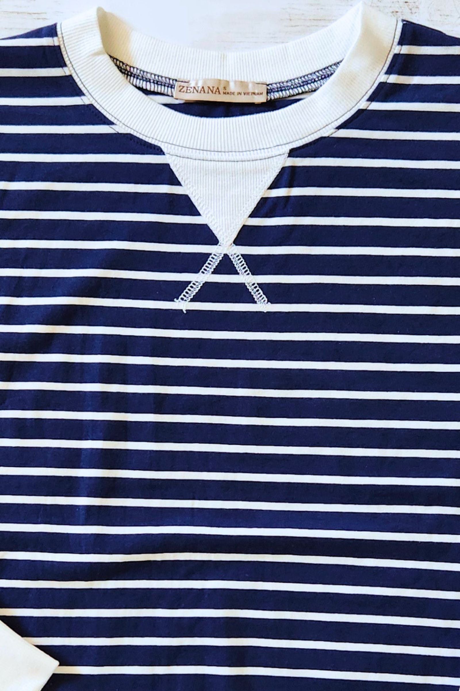 Navy & White Stripe Pullover Top