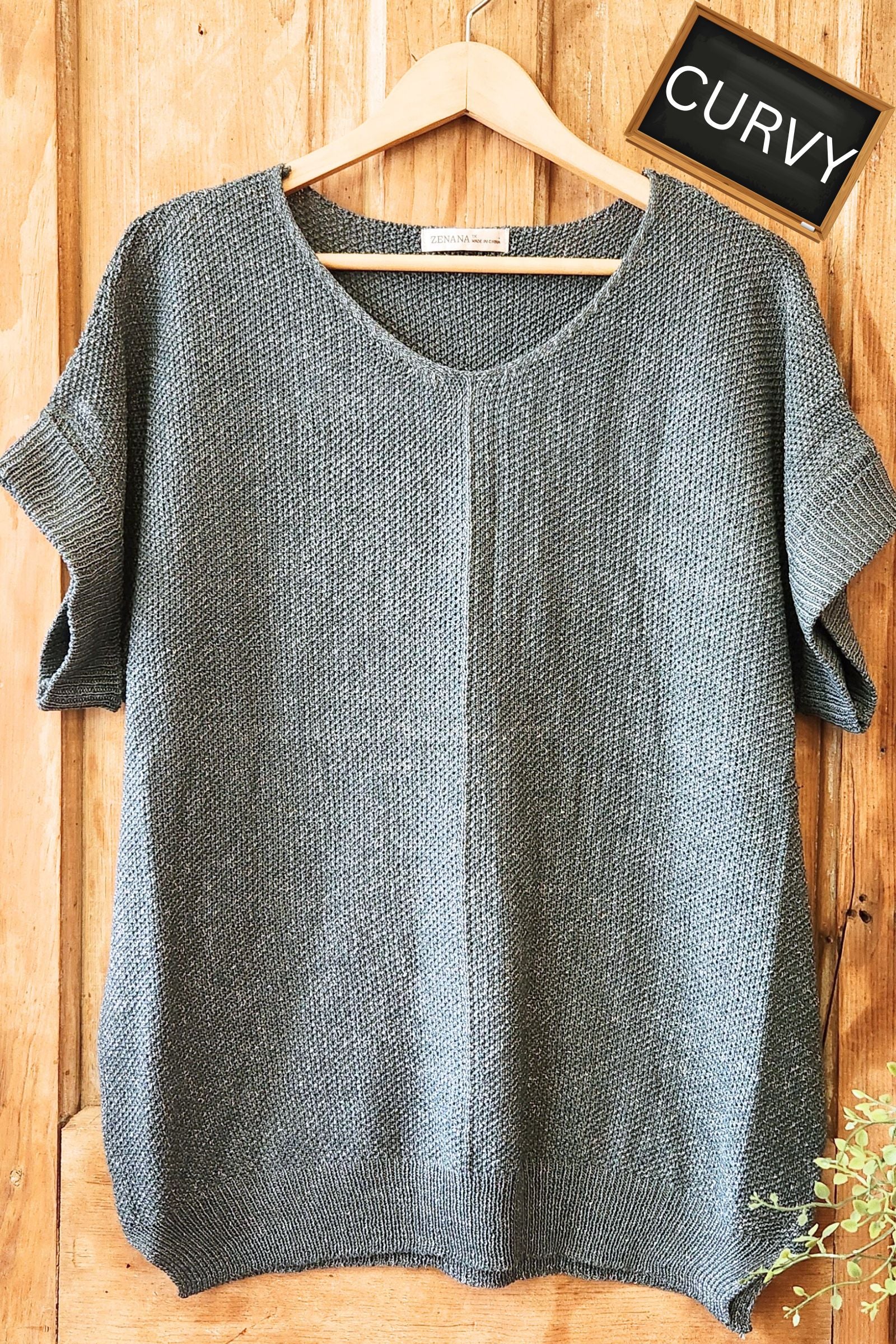 CURVY Ash Jade Center Seam Sweater