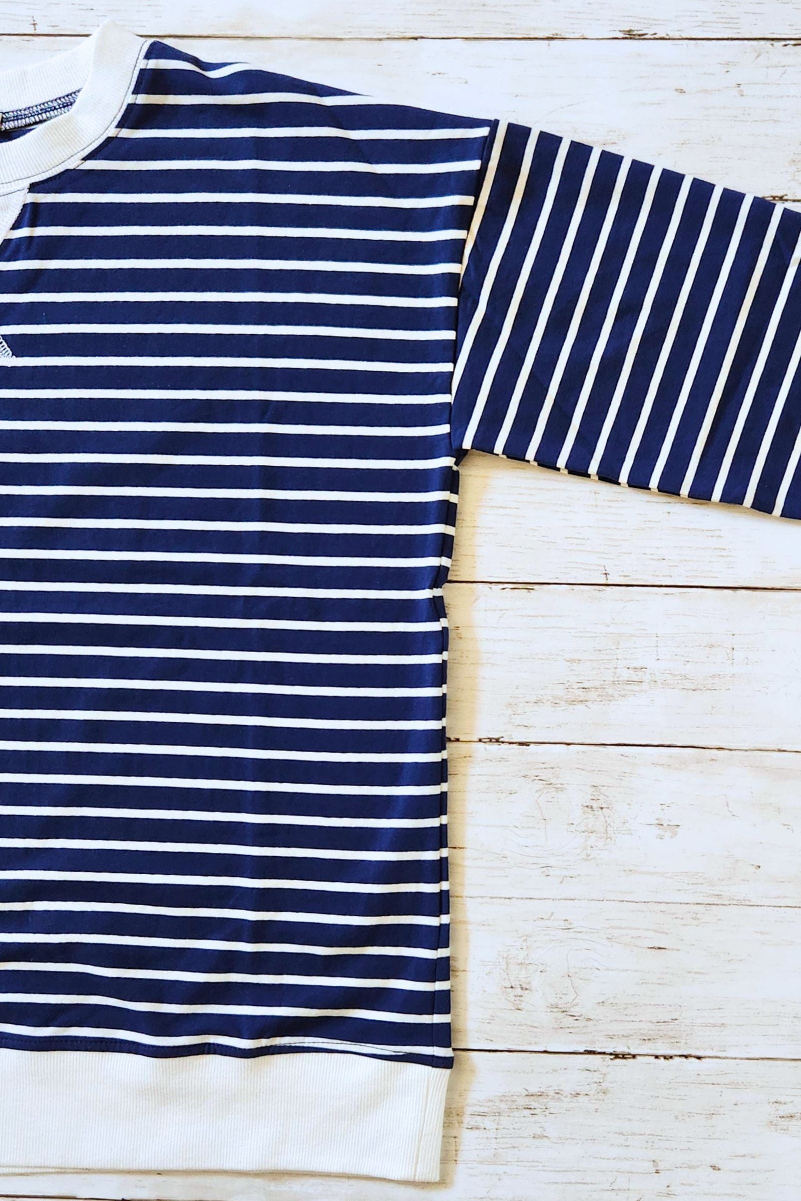 Navy & White Stripe Pullover Top