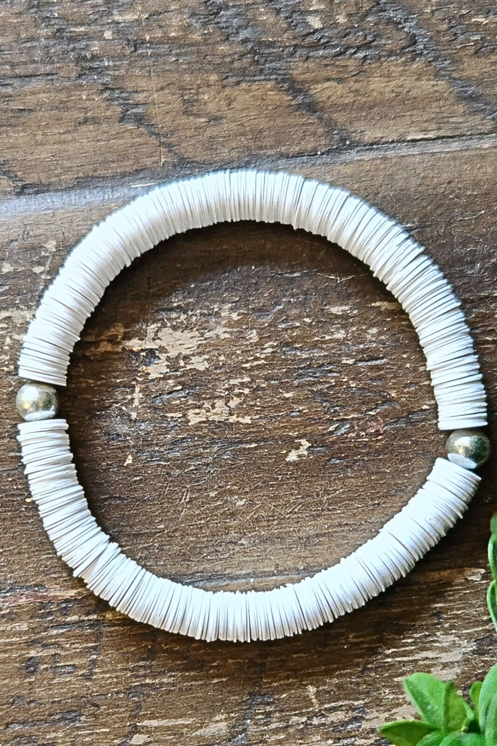 White Game Day Sequin Stretch Bracelet