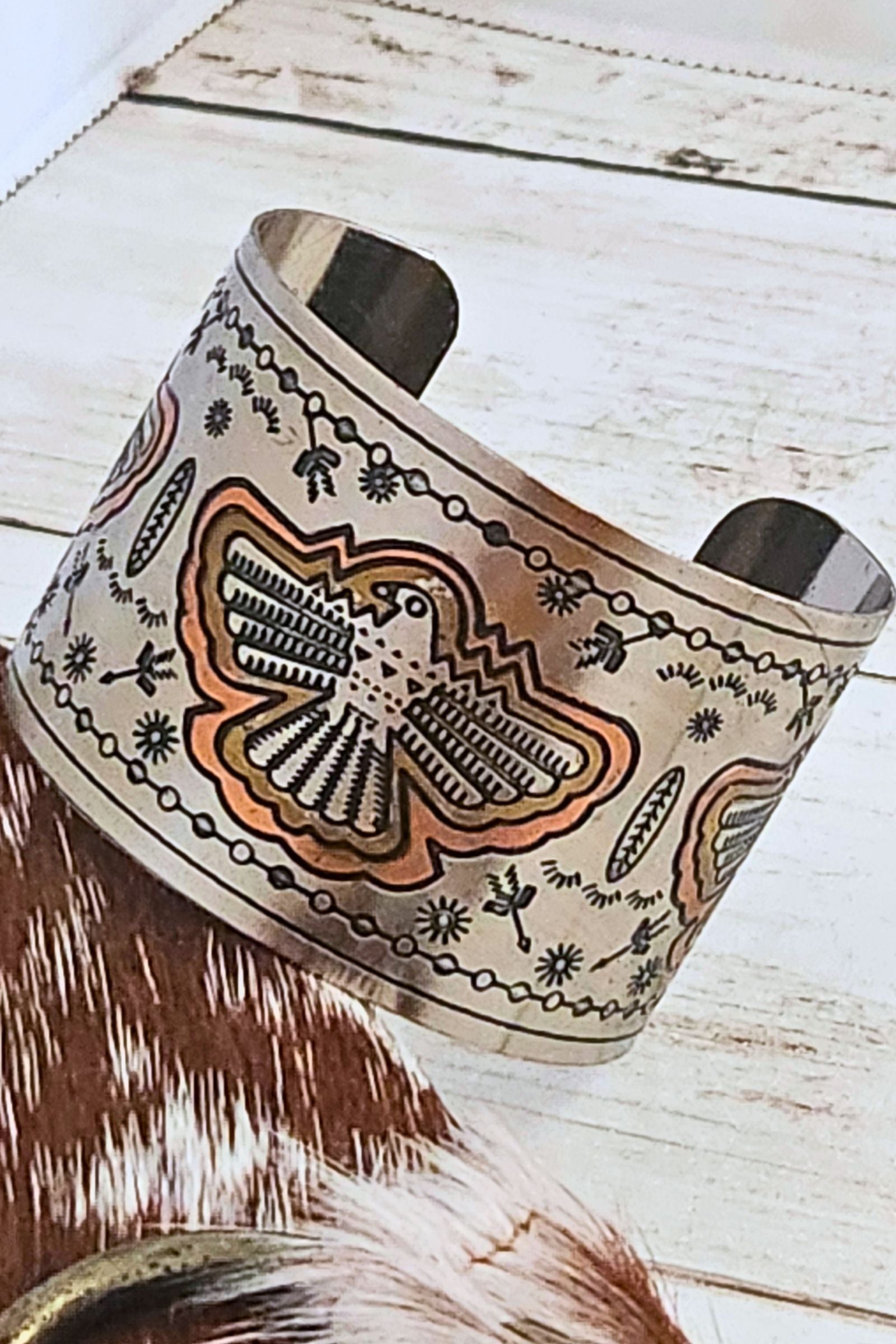 Thunder Hawk Etched Cuff Bracelet