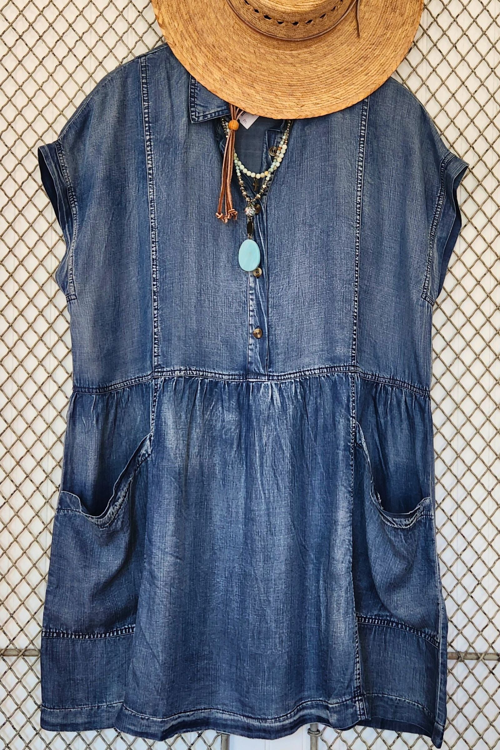 Washed Chambray Mini Dress