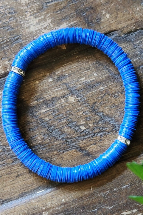 Blue Game Day Sequin Stretch Bracelet