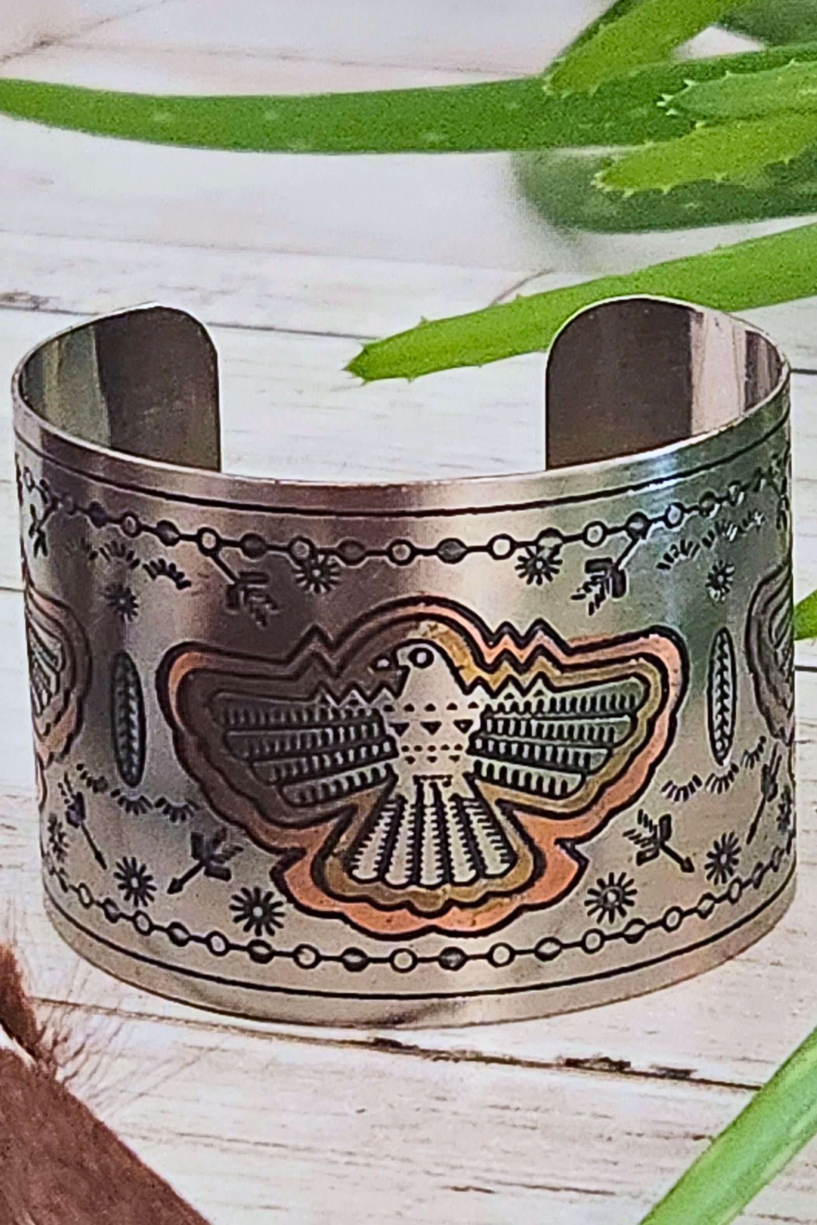 Thunder Hawk Etched Cuff Bracelet