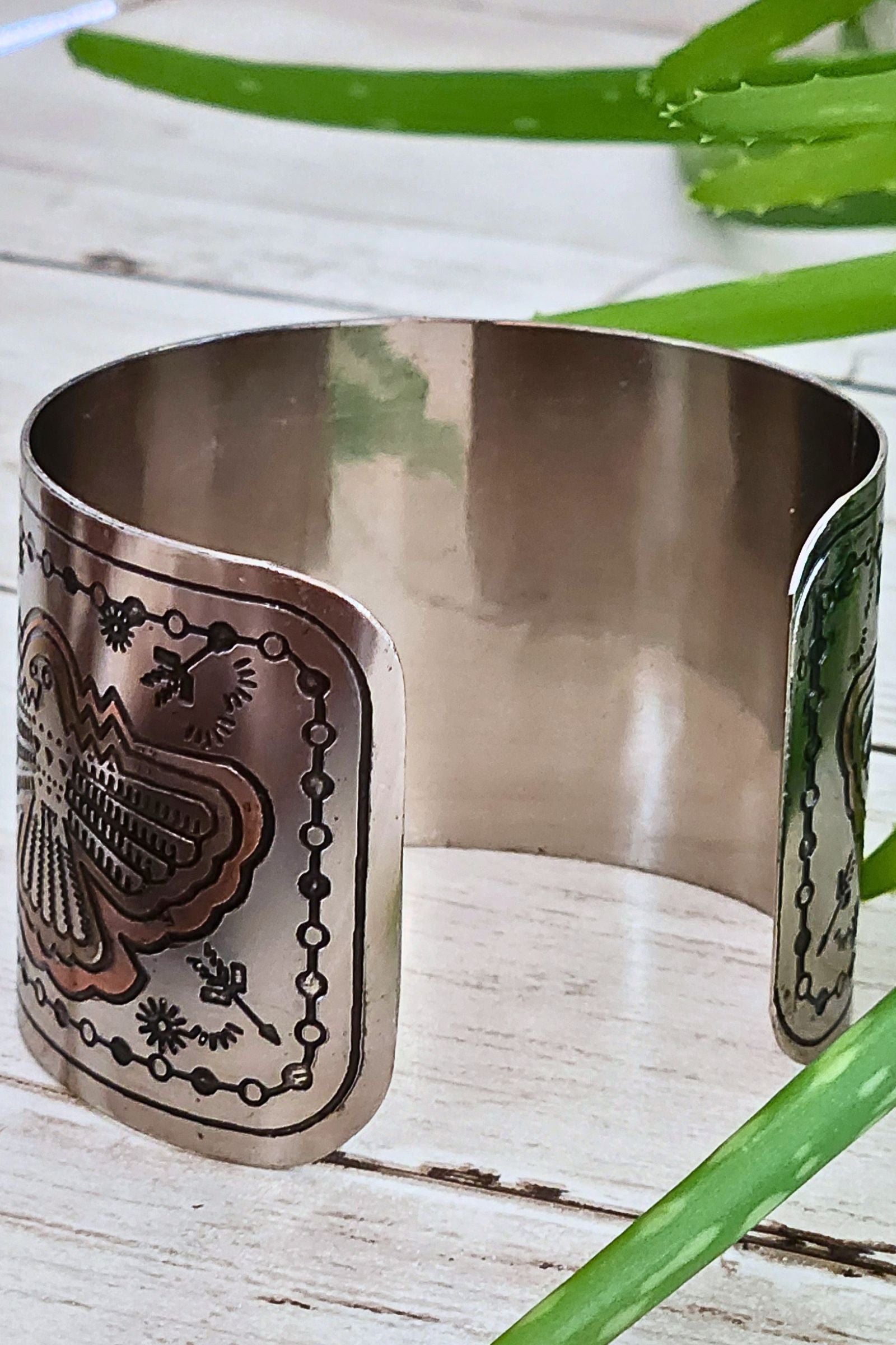 Thunder Hawk Etched Cuff Bracelet