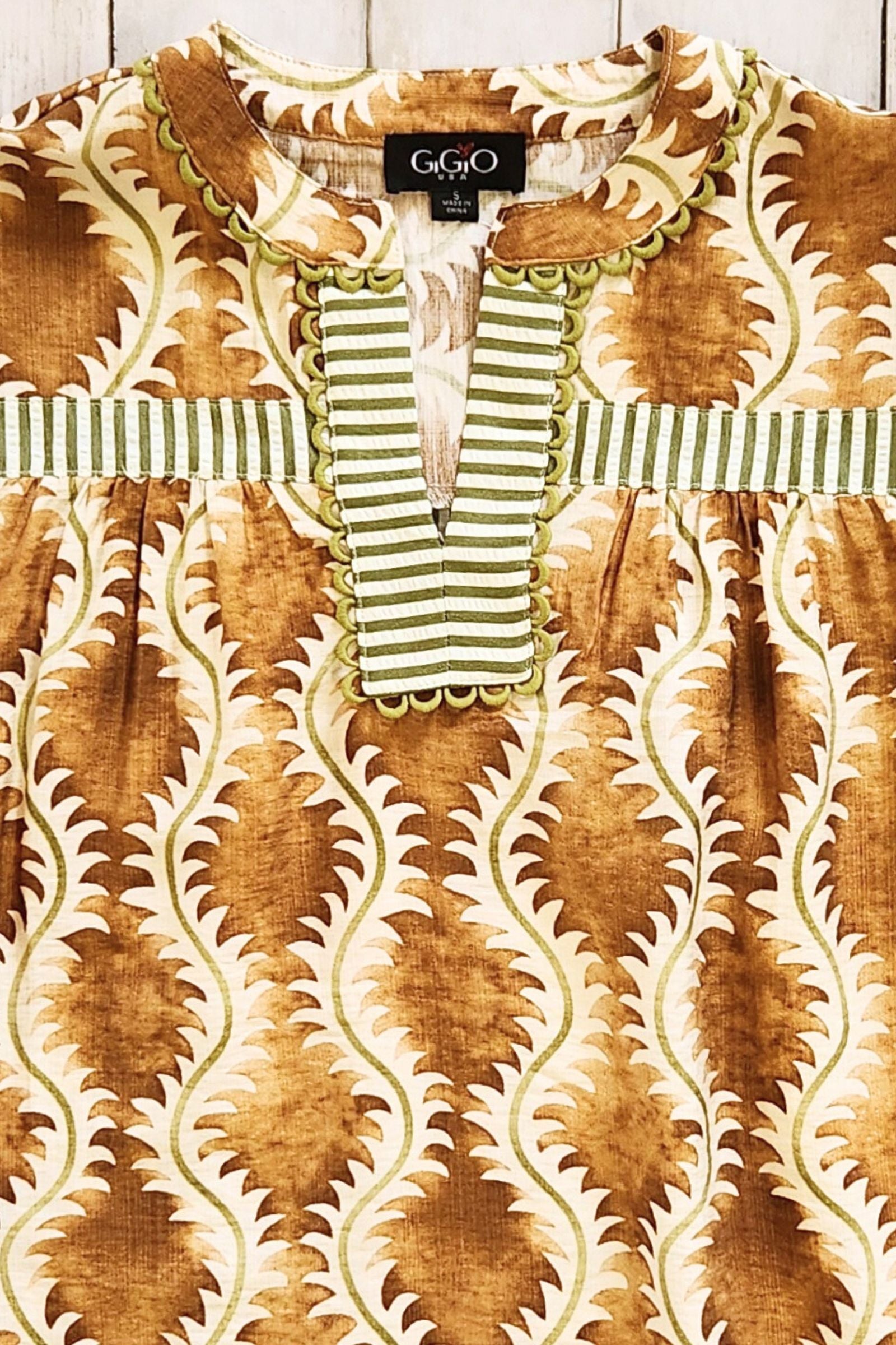 Autumn Wave Print Top