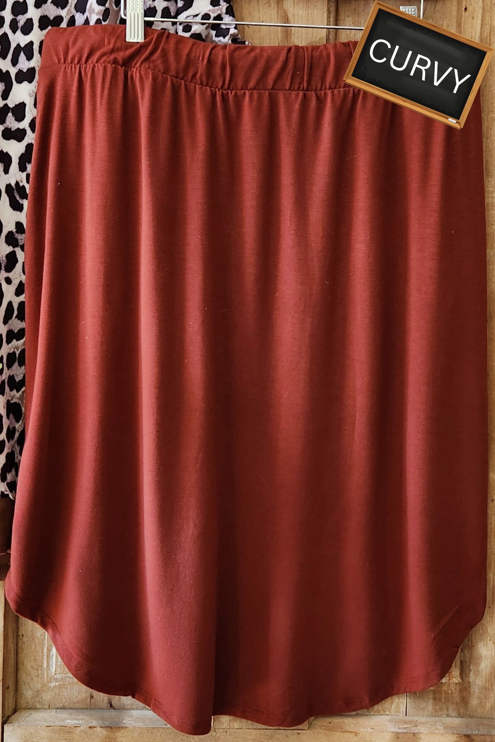CURVY Rust Tulip Hem Skirt