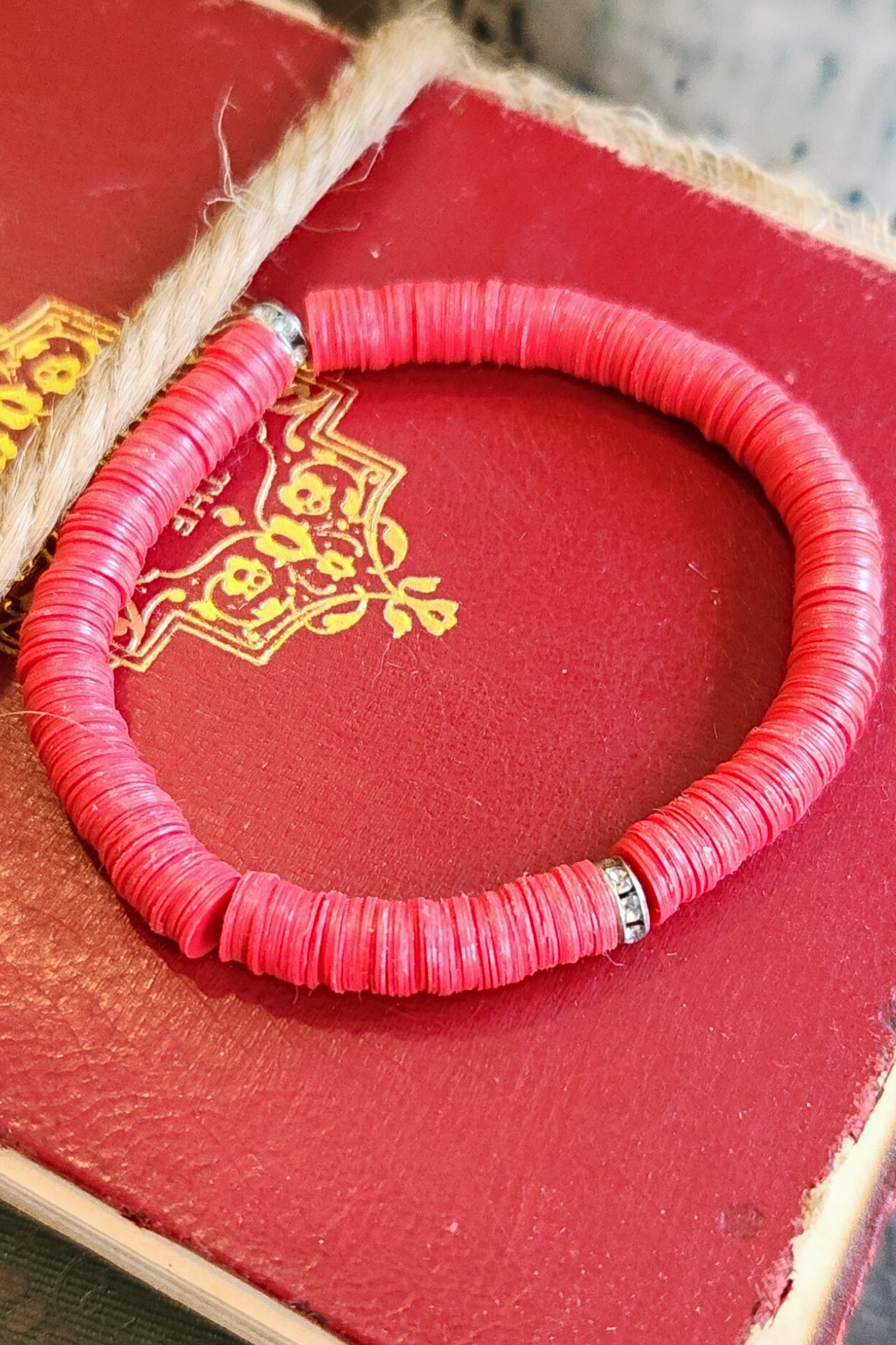 Red Game Day Sequin Stretch Bracelet