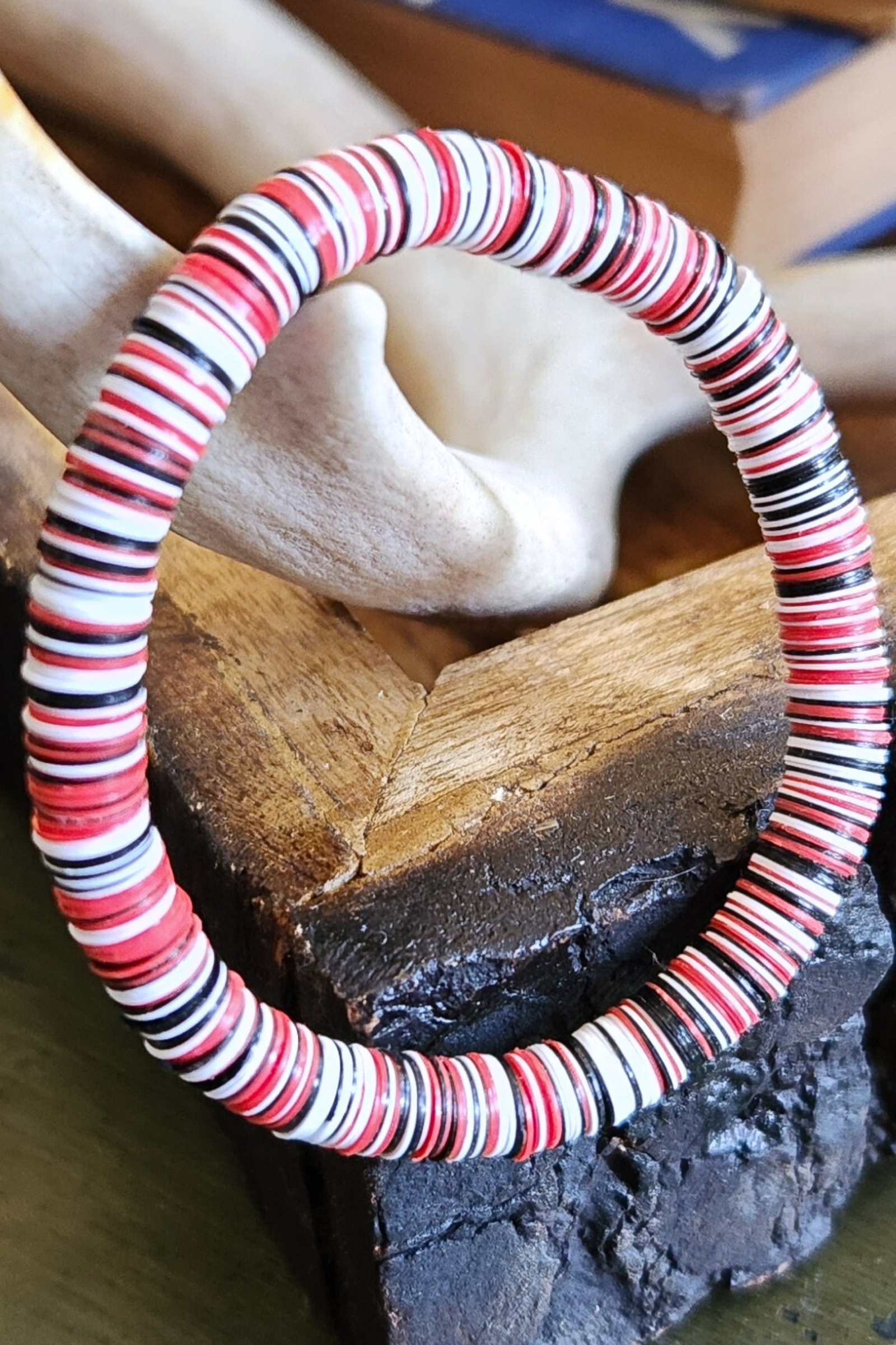 Red & Black Game Day Sequin Stretch Bracelet