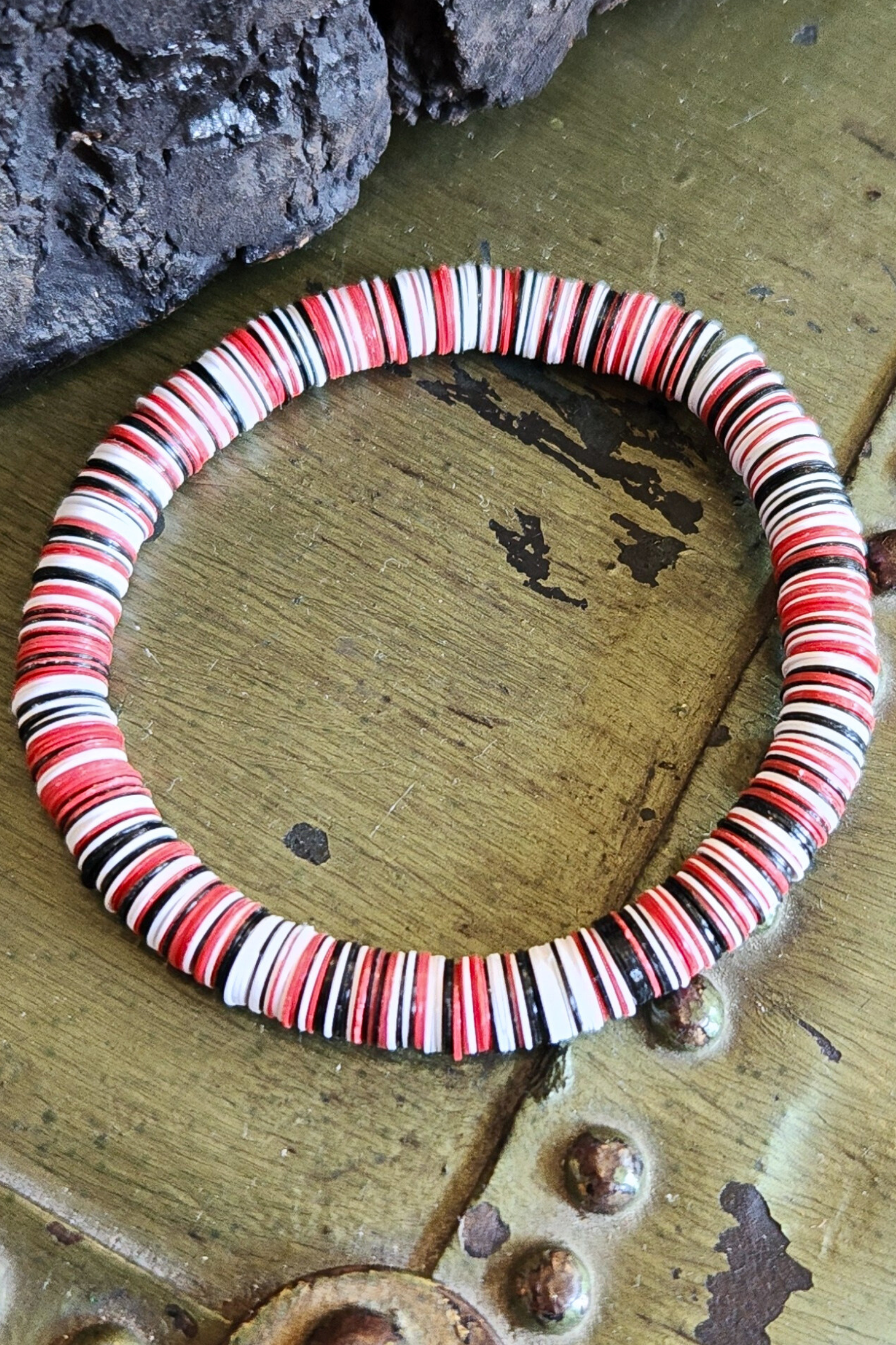 Red & Black Game Day Sequin Stretch Bracelet