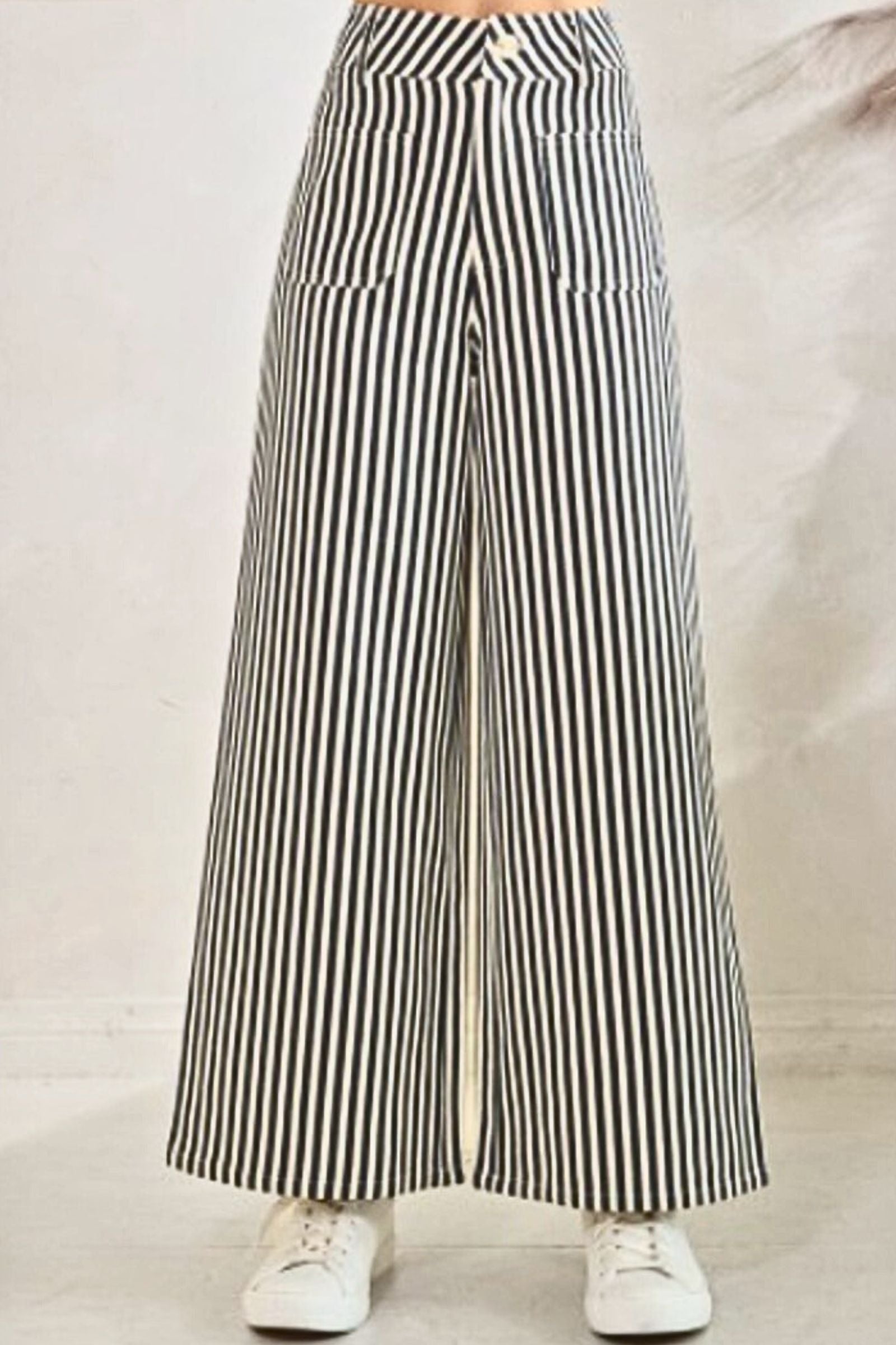 Navy Stripe Wide Leg Pants