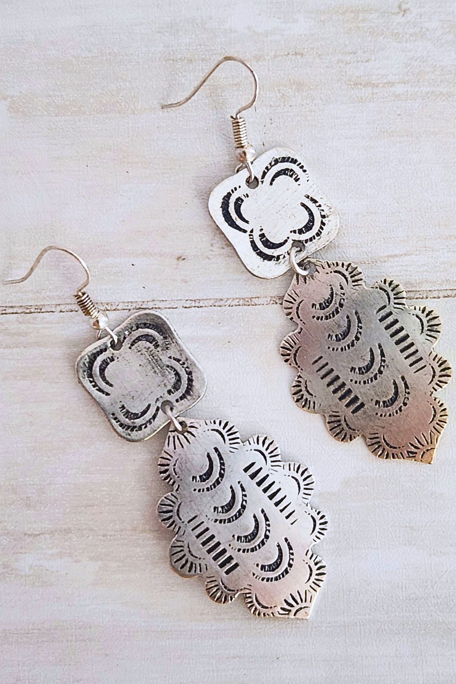 Flowing River Shield Earrings