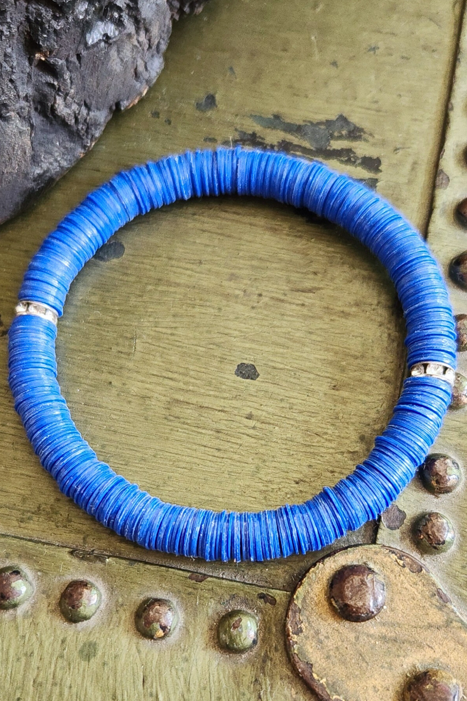 Blue Game Day Sequin Stretch Bracelet