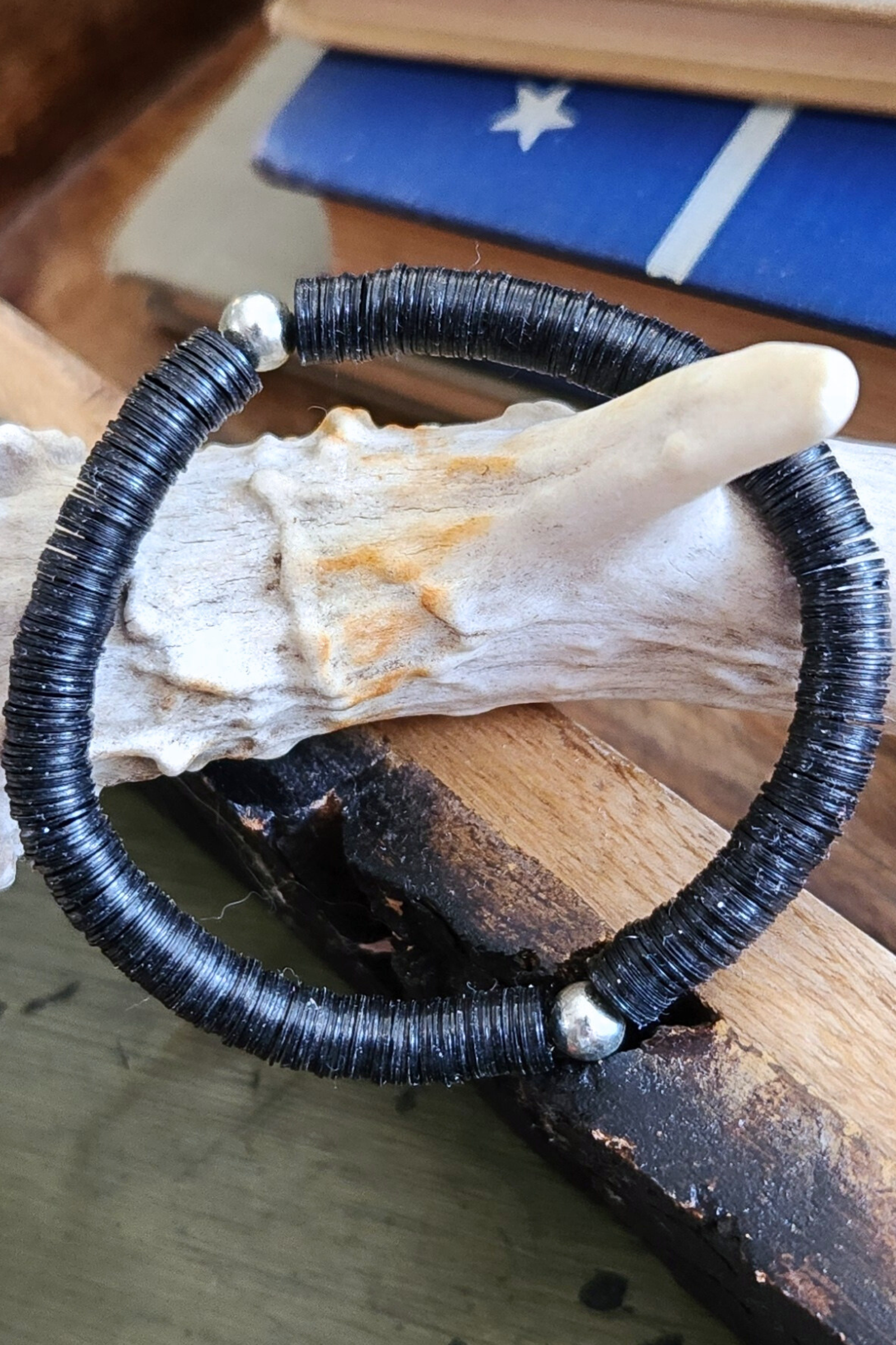 Black Game Day Sequin Stretch Bracelet