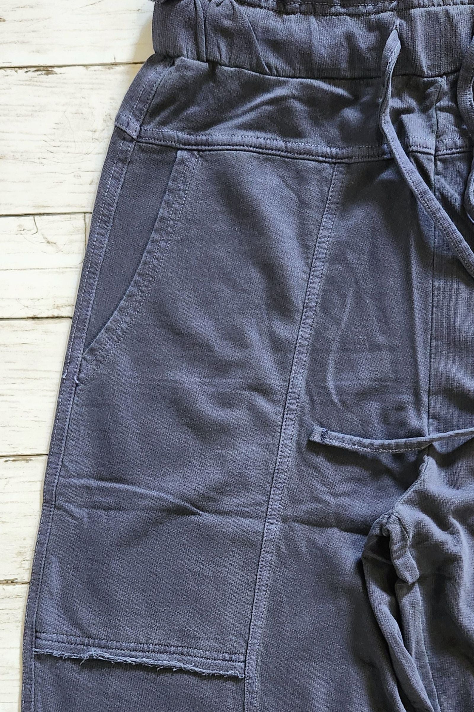 Washed Blackberry French Terry Exposed Seam Pants