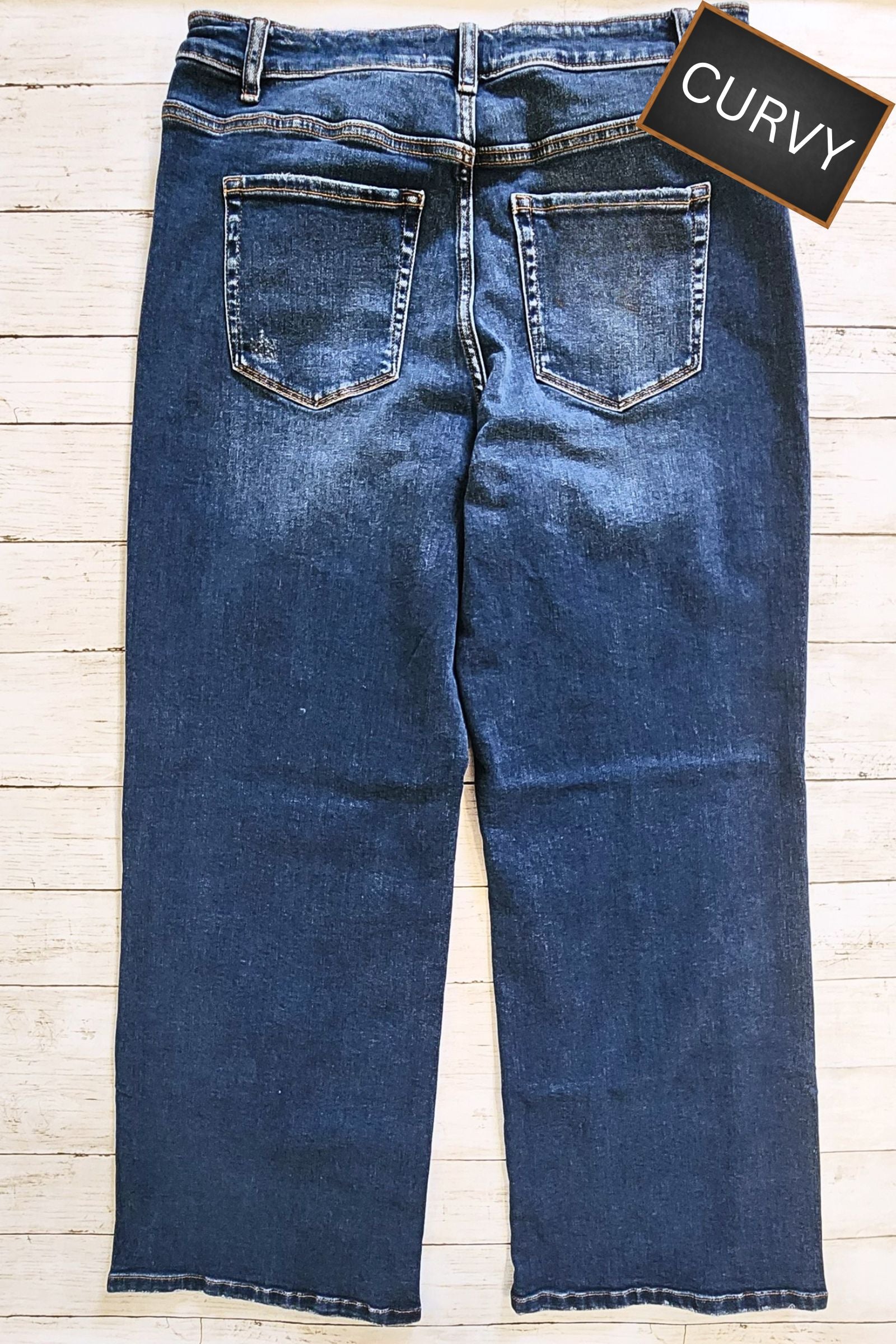 CURVY Dark Wash Wide Leg Jeans