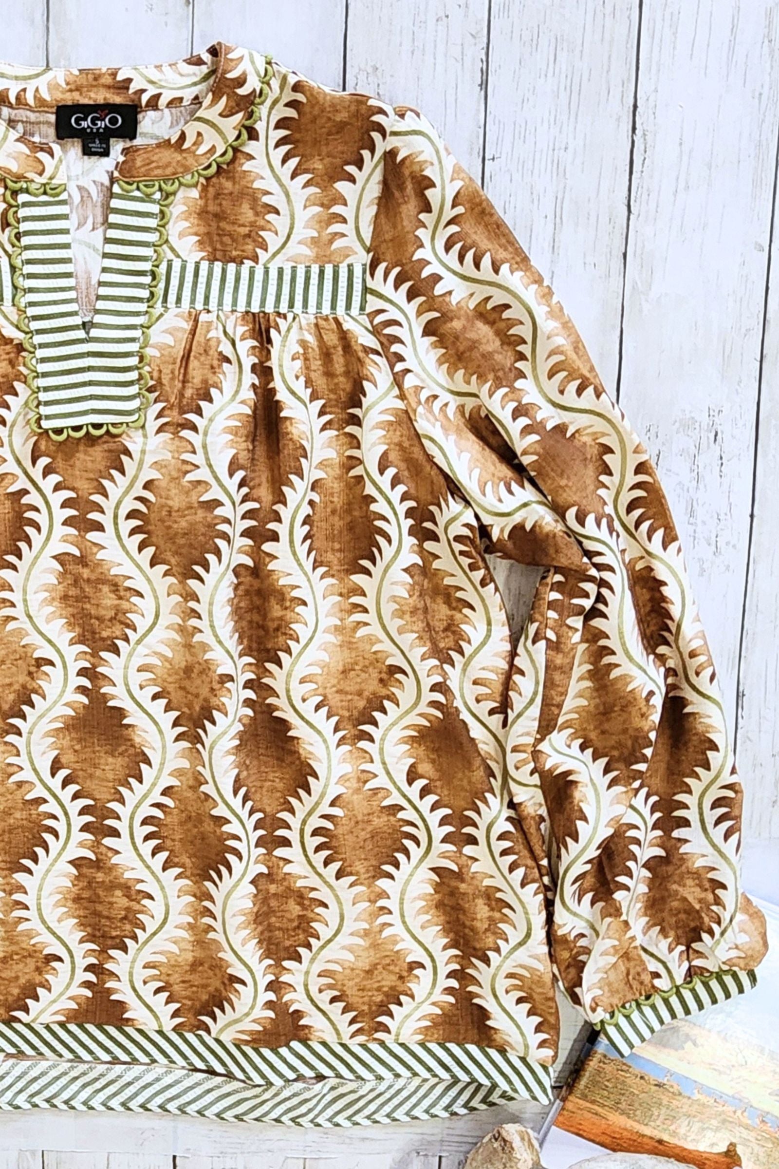 Autumn Wave Print Top