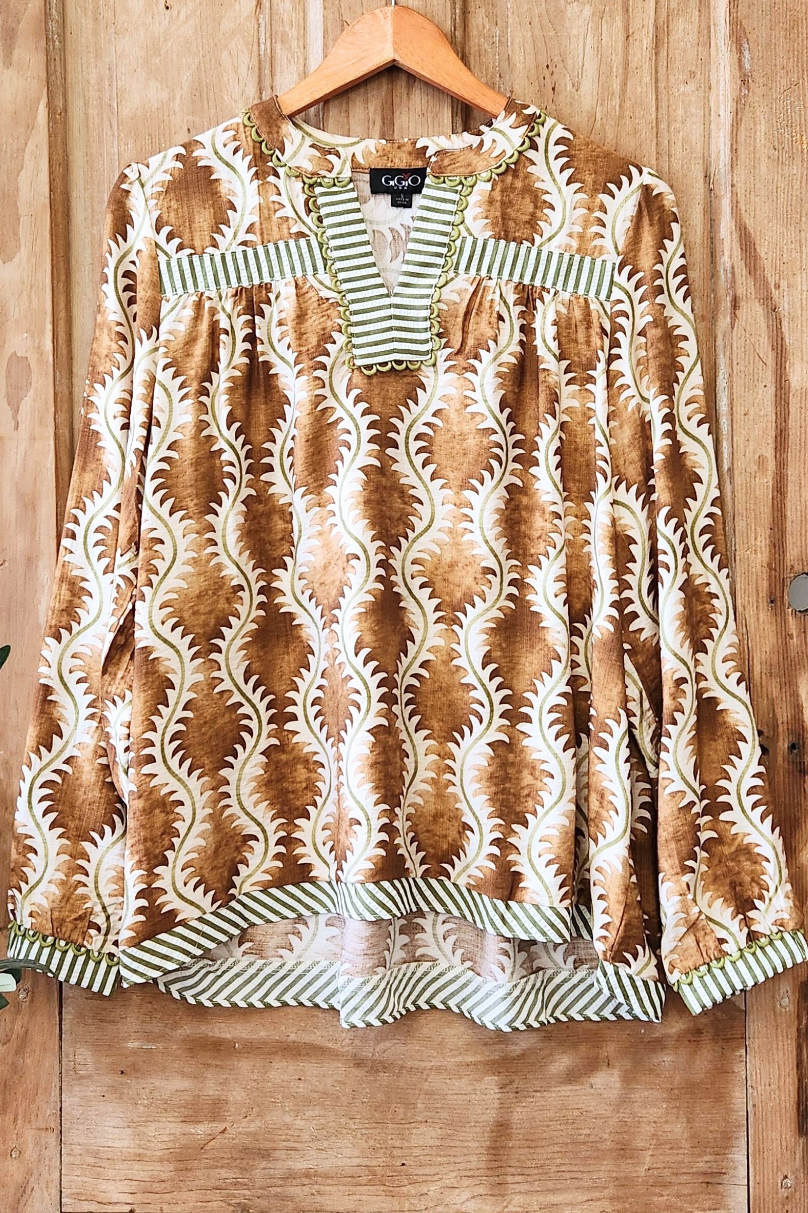Autumn Wave Print Top